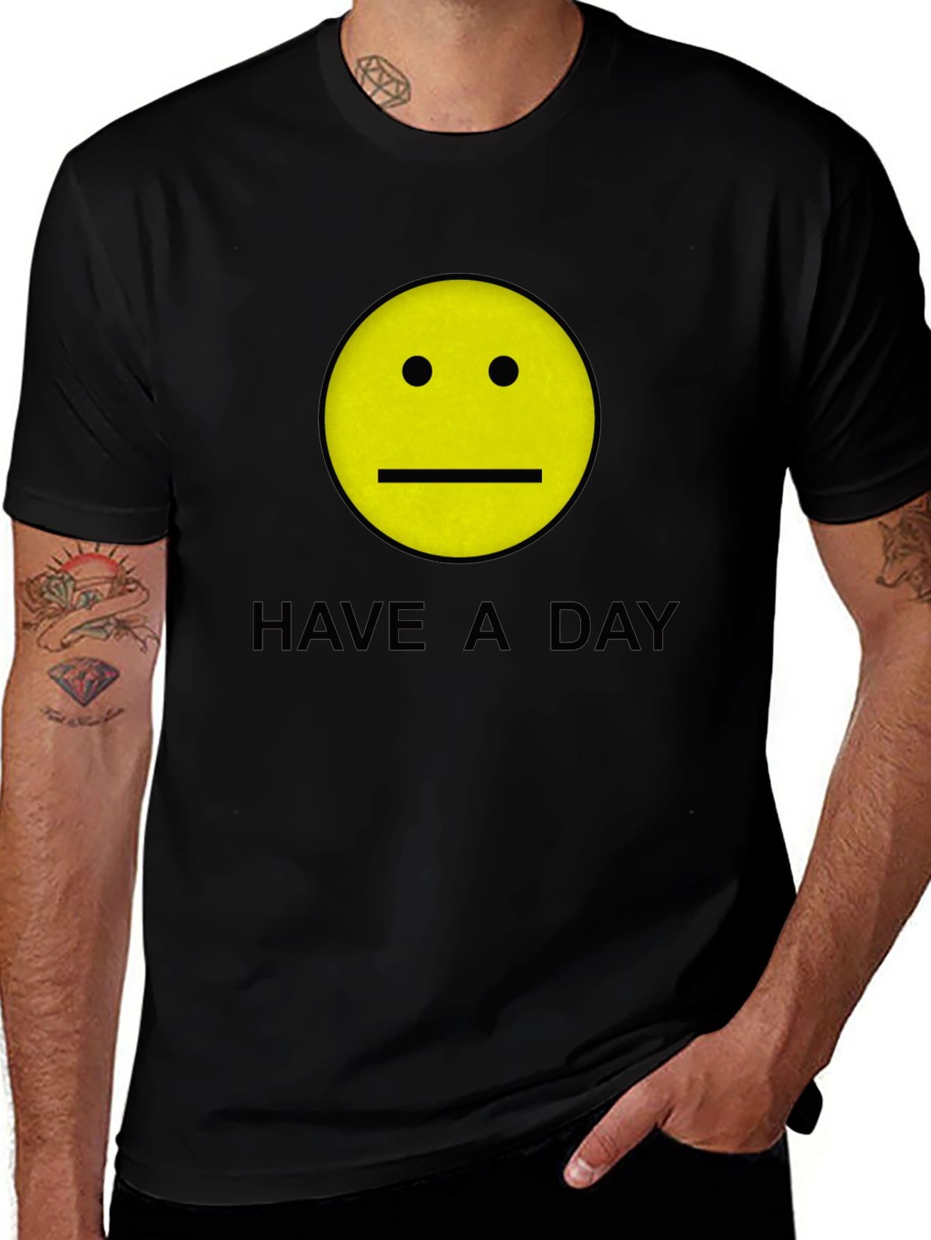 Variant 14 of Have a Day Smiley Face Graphic Tee - Black