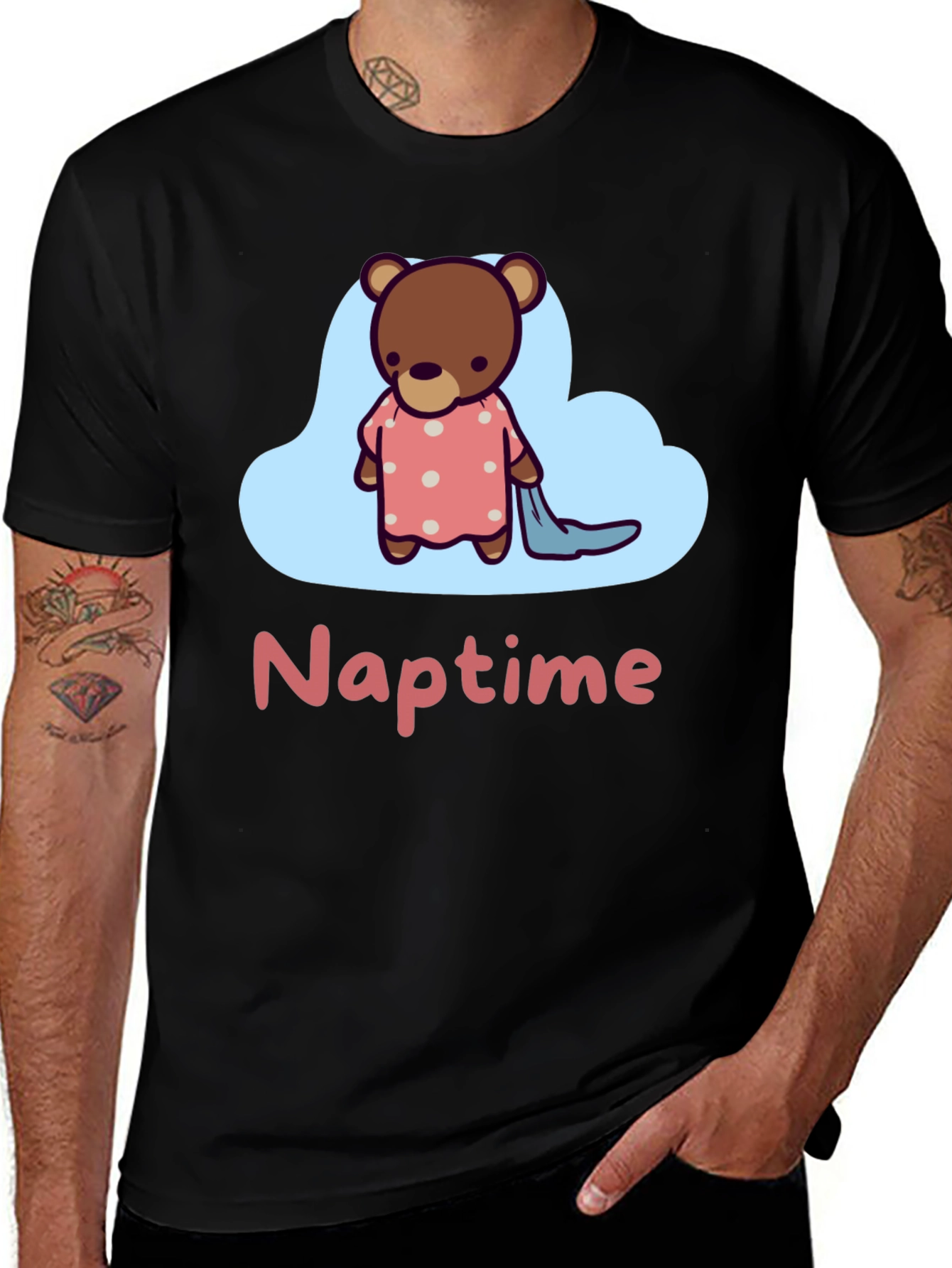 Variant 25 of Cute Naptime Bear Graphic Tee - Relax in Style