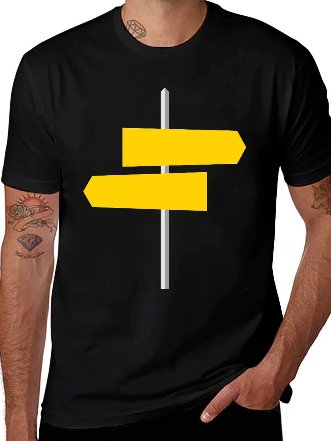 Variant 28 of Direction Sign T-Shirt - Men's Black Graphic Tee