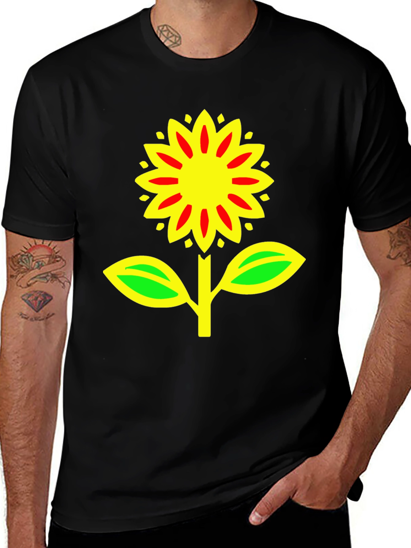 Variant 20 of Sunflower Graphic Black T-Shirt