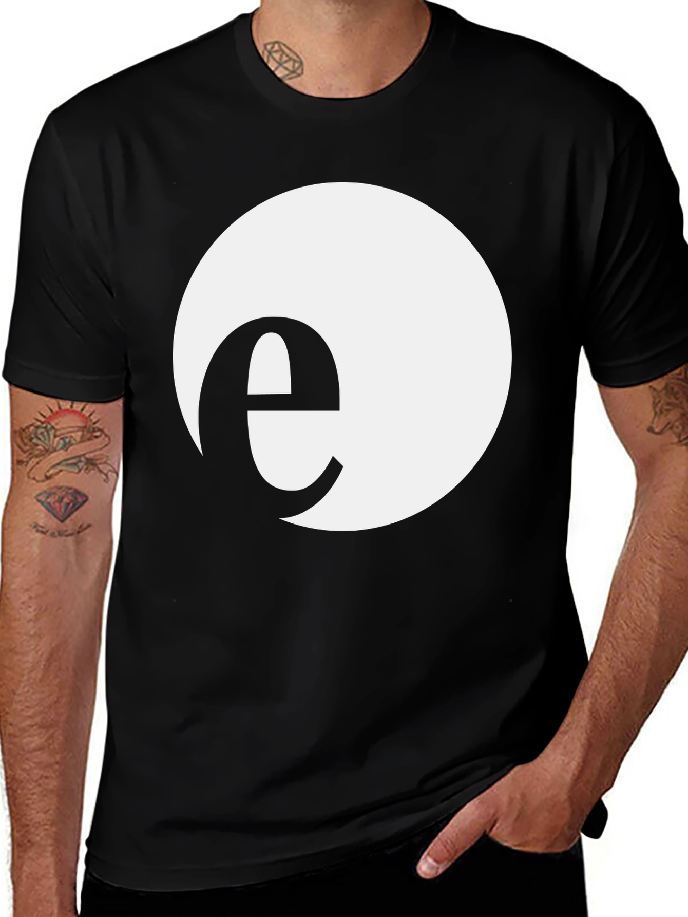Variant 25 of Minimalist 'e' Circle Black T-Shirt