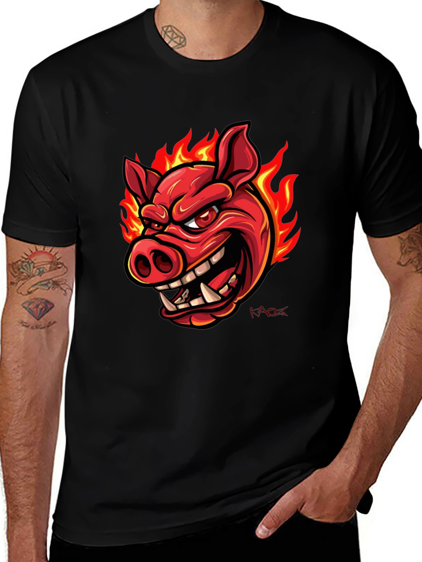 Variant 8 of Fiery Pig Graphic T-Shirt