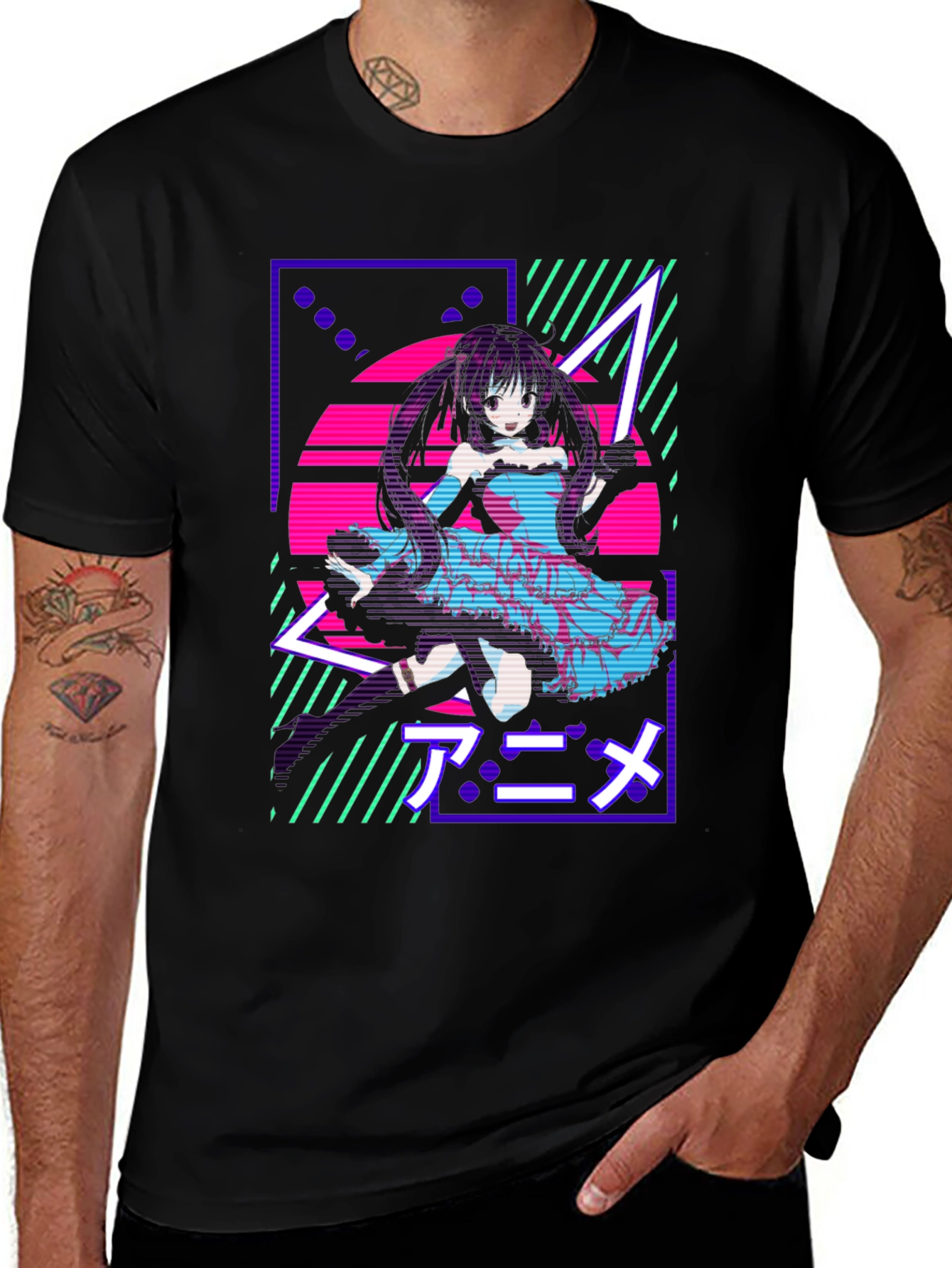 Variant 10 of Anime Girl Retro T-Shirt - Vaporwave Design