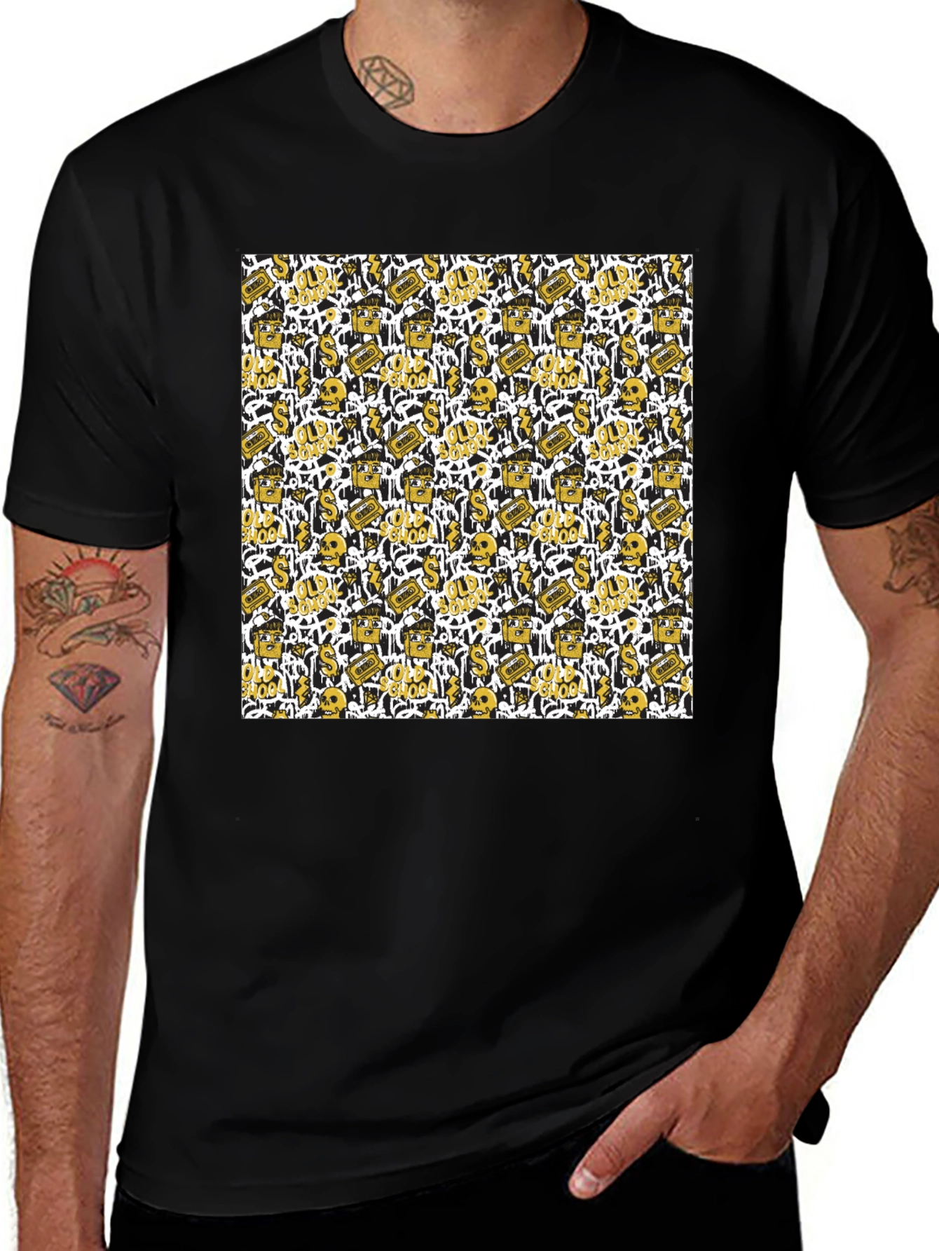 Variant 28 of Black Tee with Gold Pattern