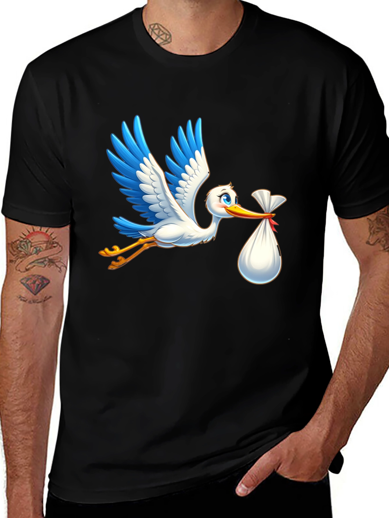Variant 23 of Stork Graphic Tee - Baby Shower Gift