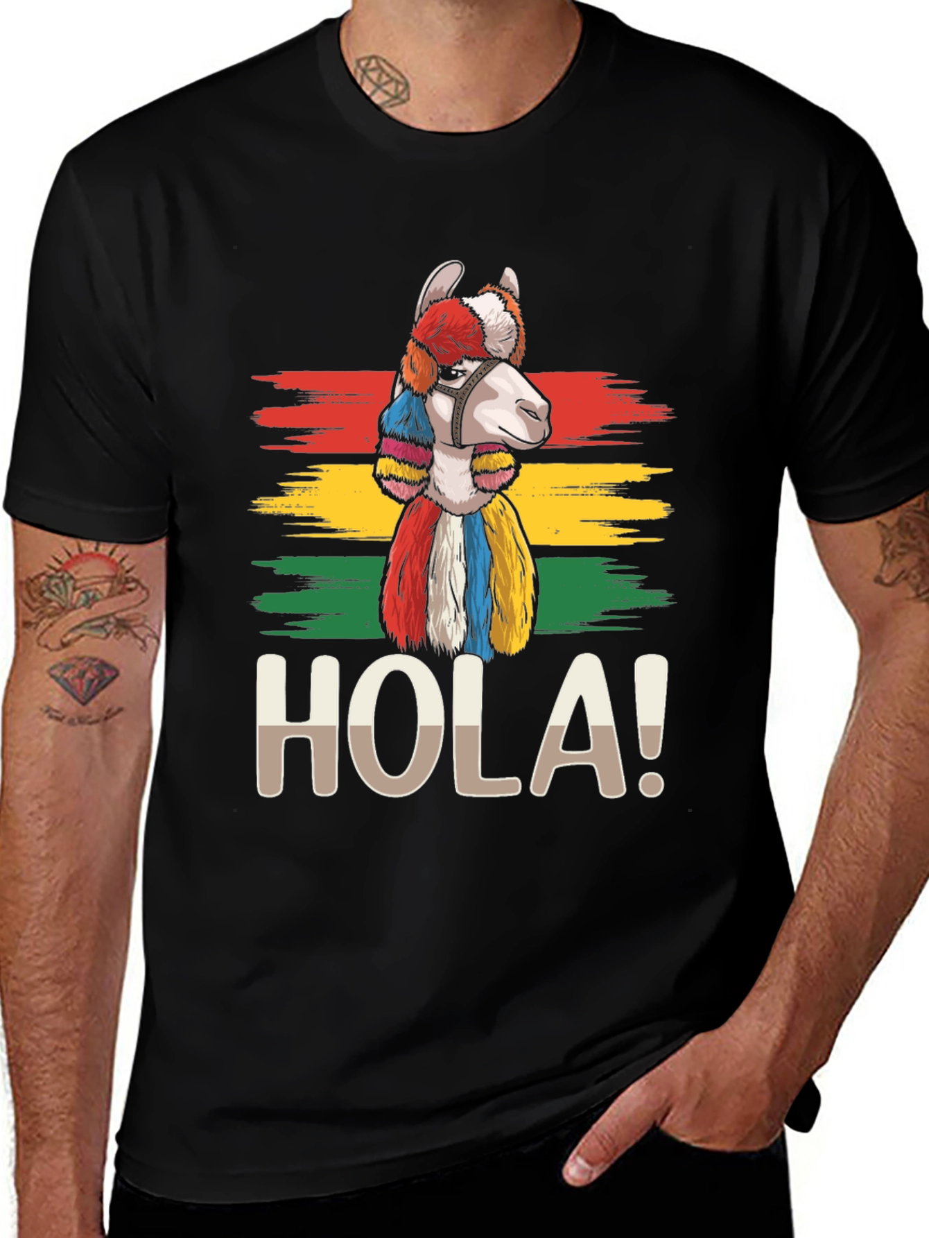 Variant 6 of Hola Llama T-Shirt - Colorful Alpaca Design