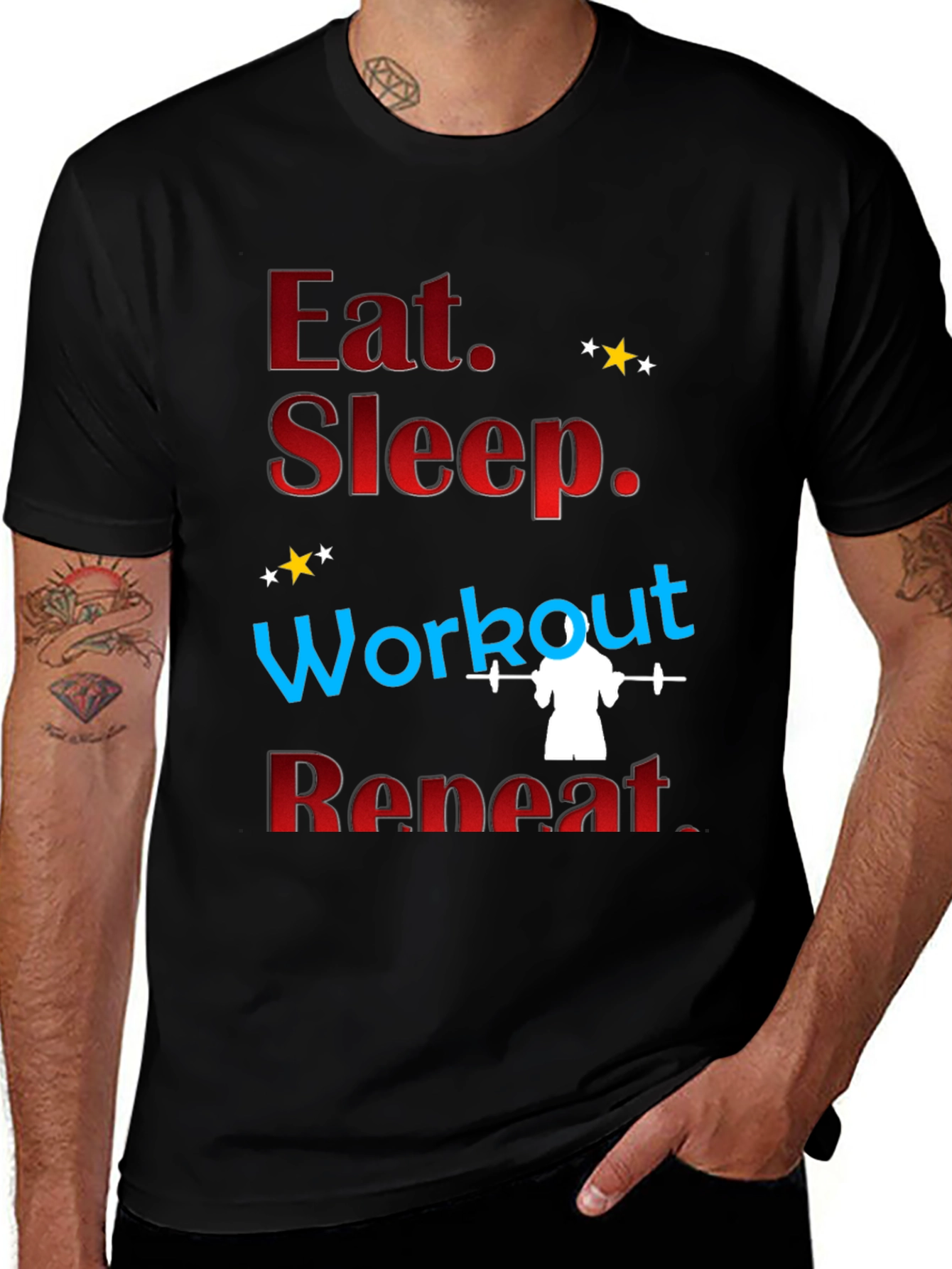 Variant 7 of Eat Sleep Workout Repeat T-Shirt