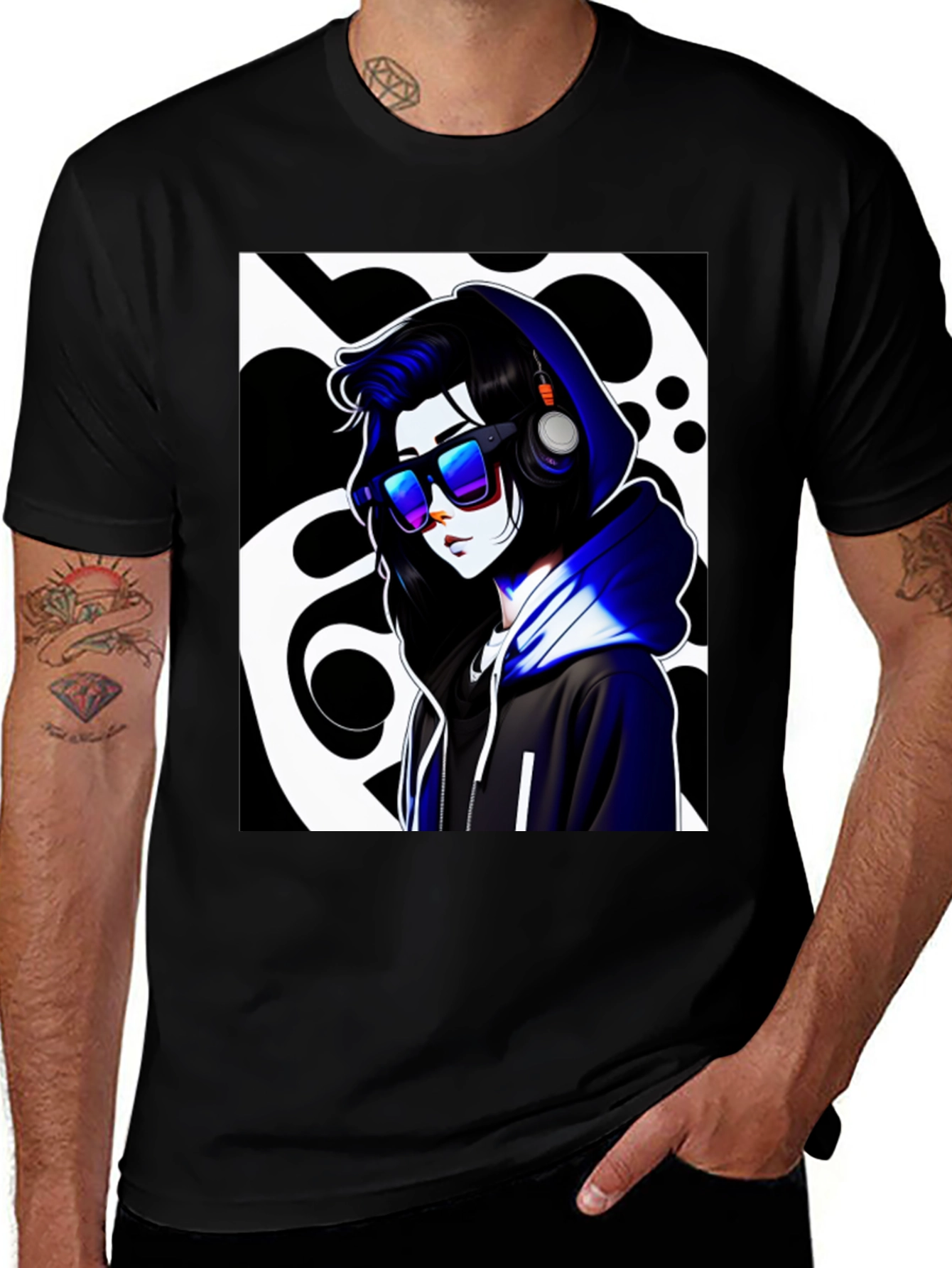 Variant 28 of Anime Girl Graphic Black T-Shirt