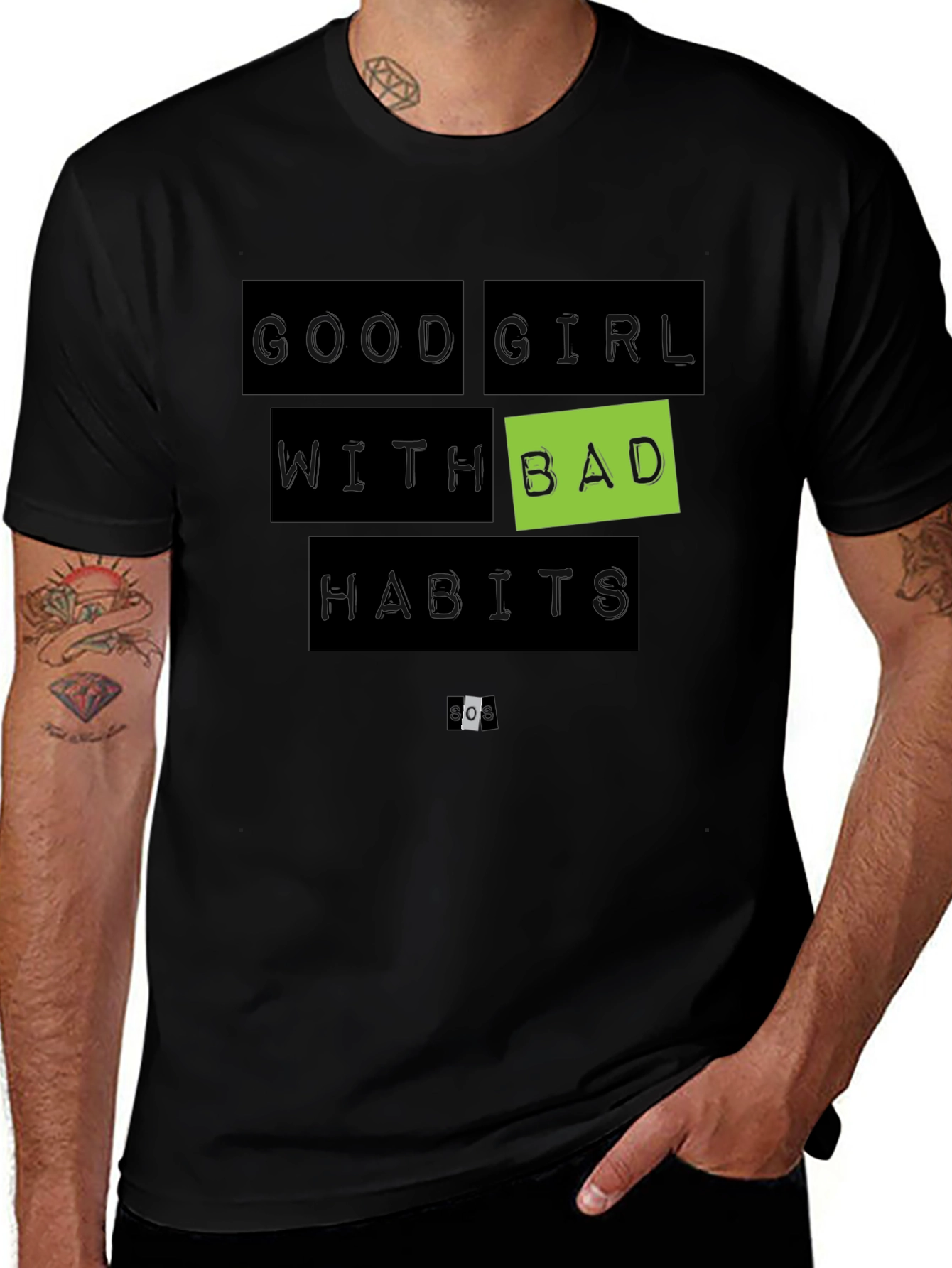 Variant 16 of Good Girl With Bad Habits Graphic Tee - Black