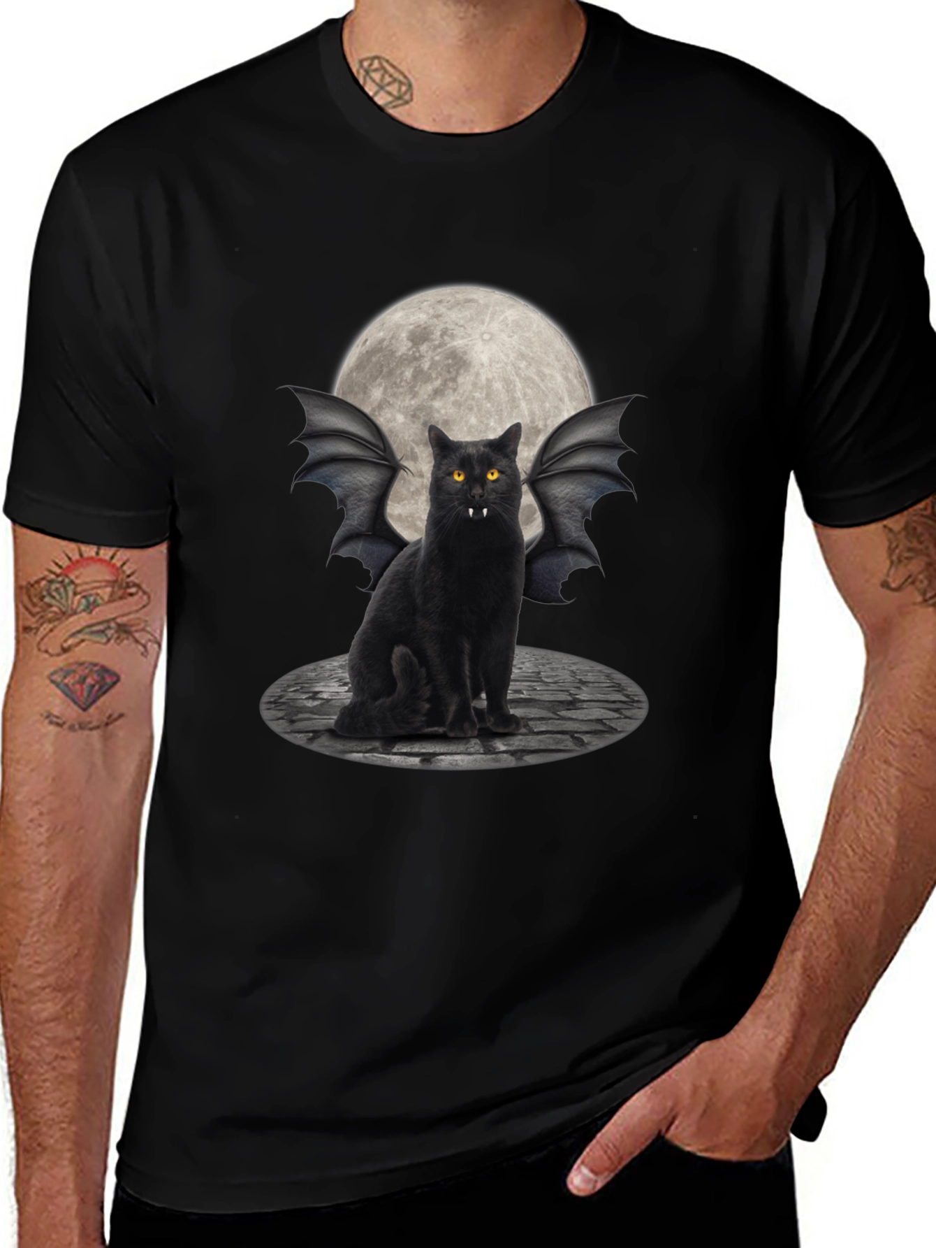 Variant 4 of Bat Cat Moon Graphic T-Shirt