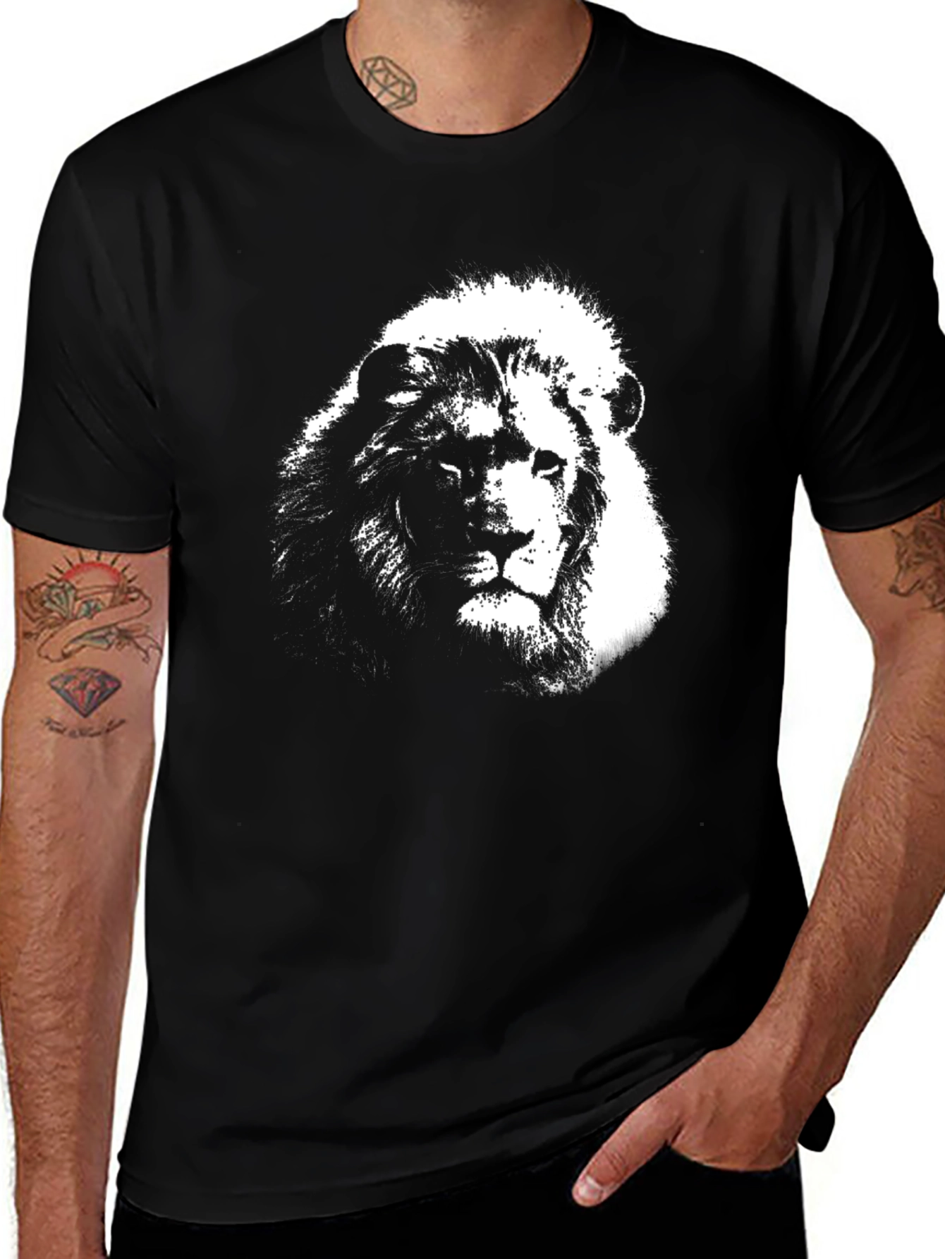 Variant 24 of Lion Graphic Black Tee - Bold Statement Shirt
