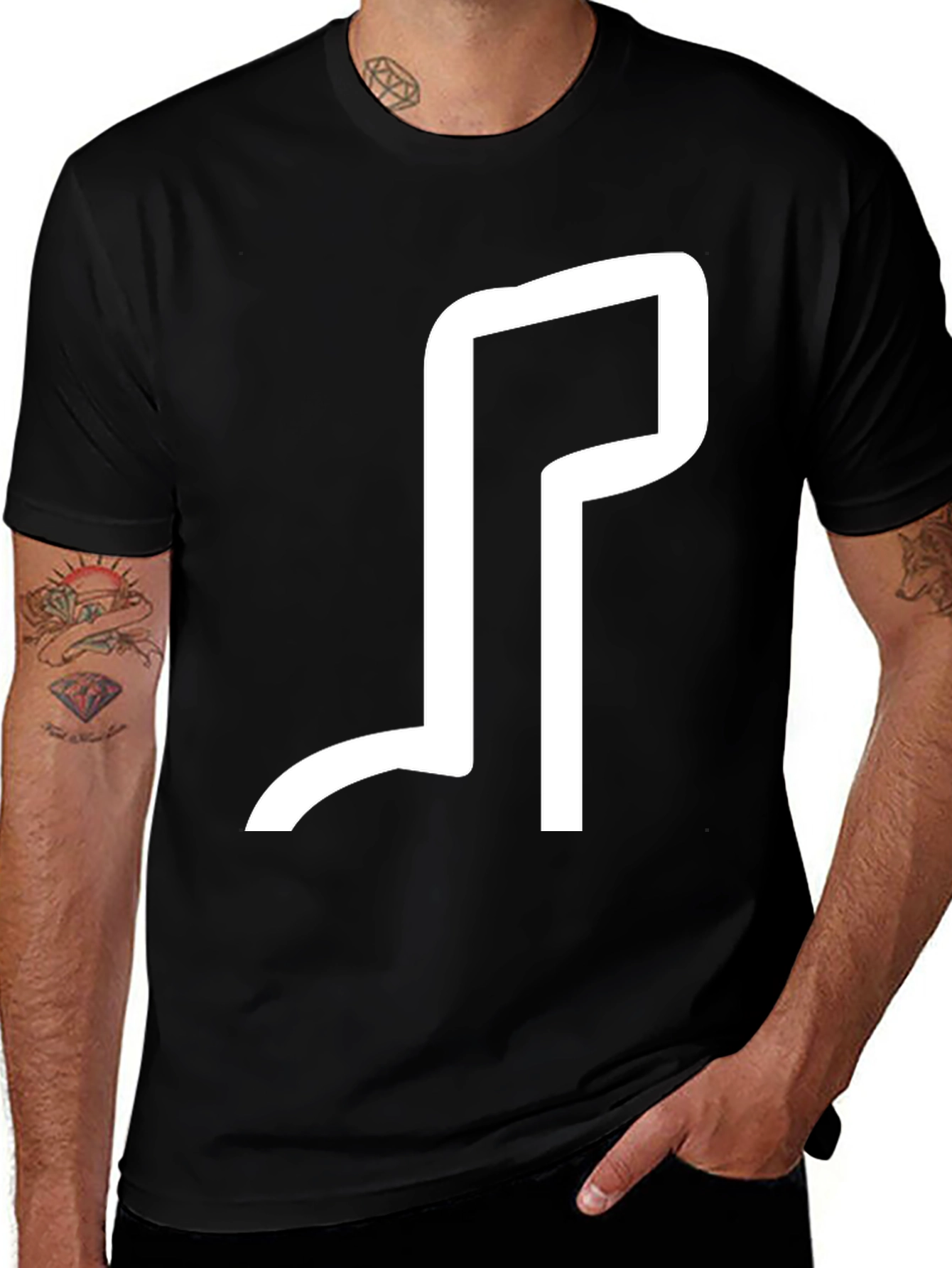 Variant 14 of Minimalist White Design Black T-Shirt