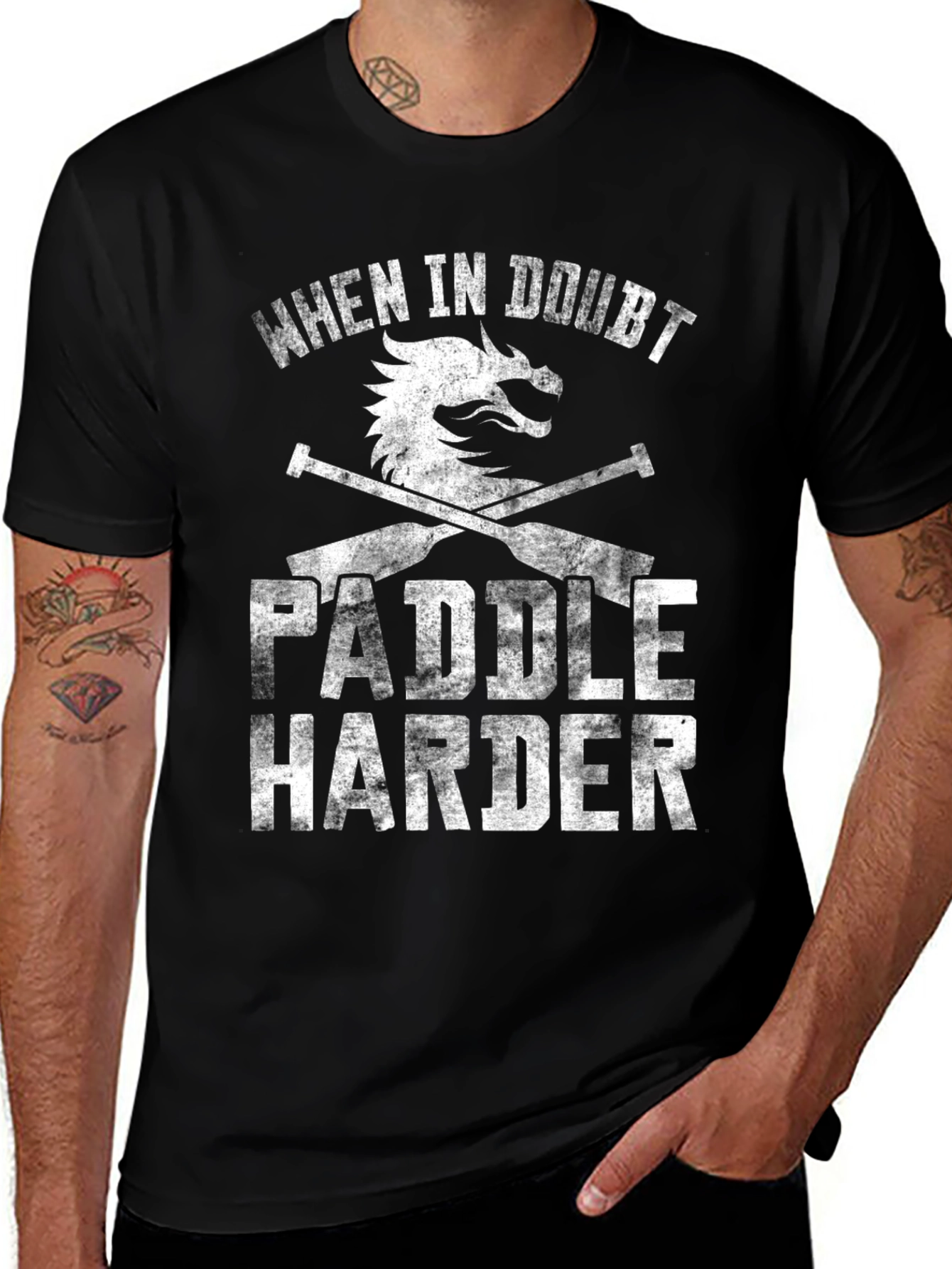 Variant 10 of When in Doubt Paddle Harder Black T-Shirt