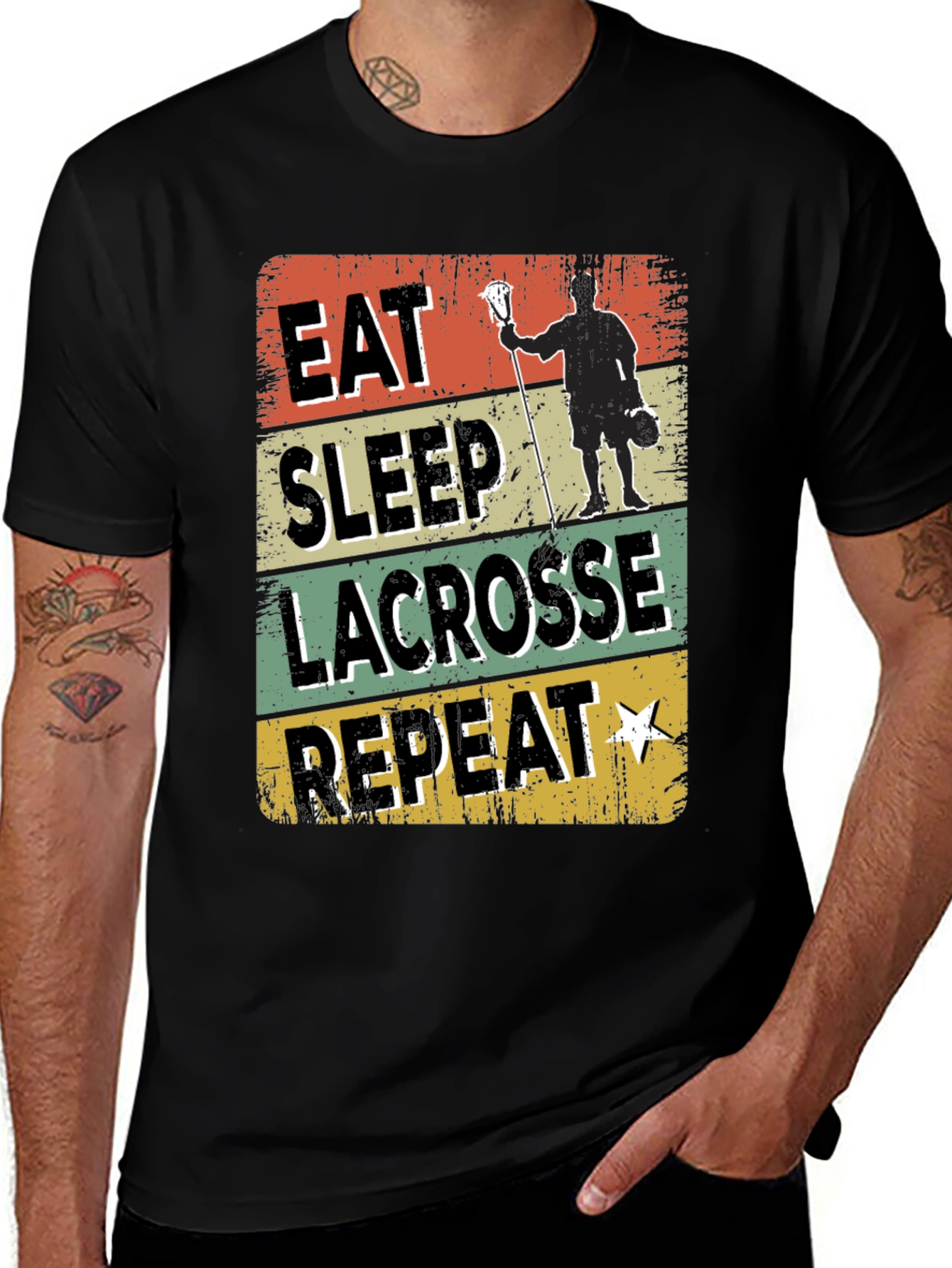 Variant 2 of Eat Sleep Lacrosse Repeat Graphic T-Shirt