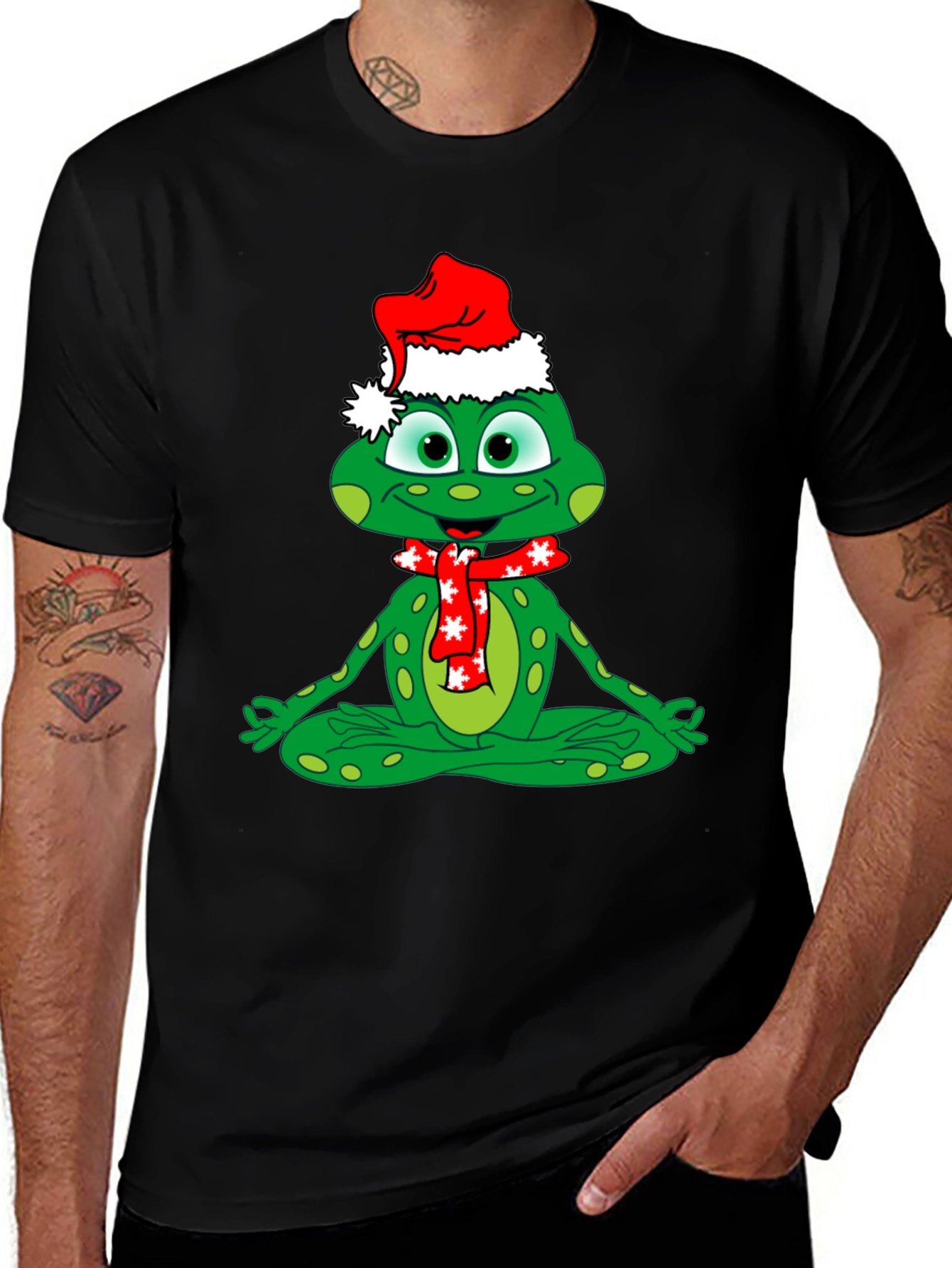 Variant 18 of Festive Frog Tee: Meditating Christmas Cheer