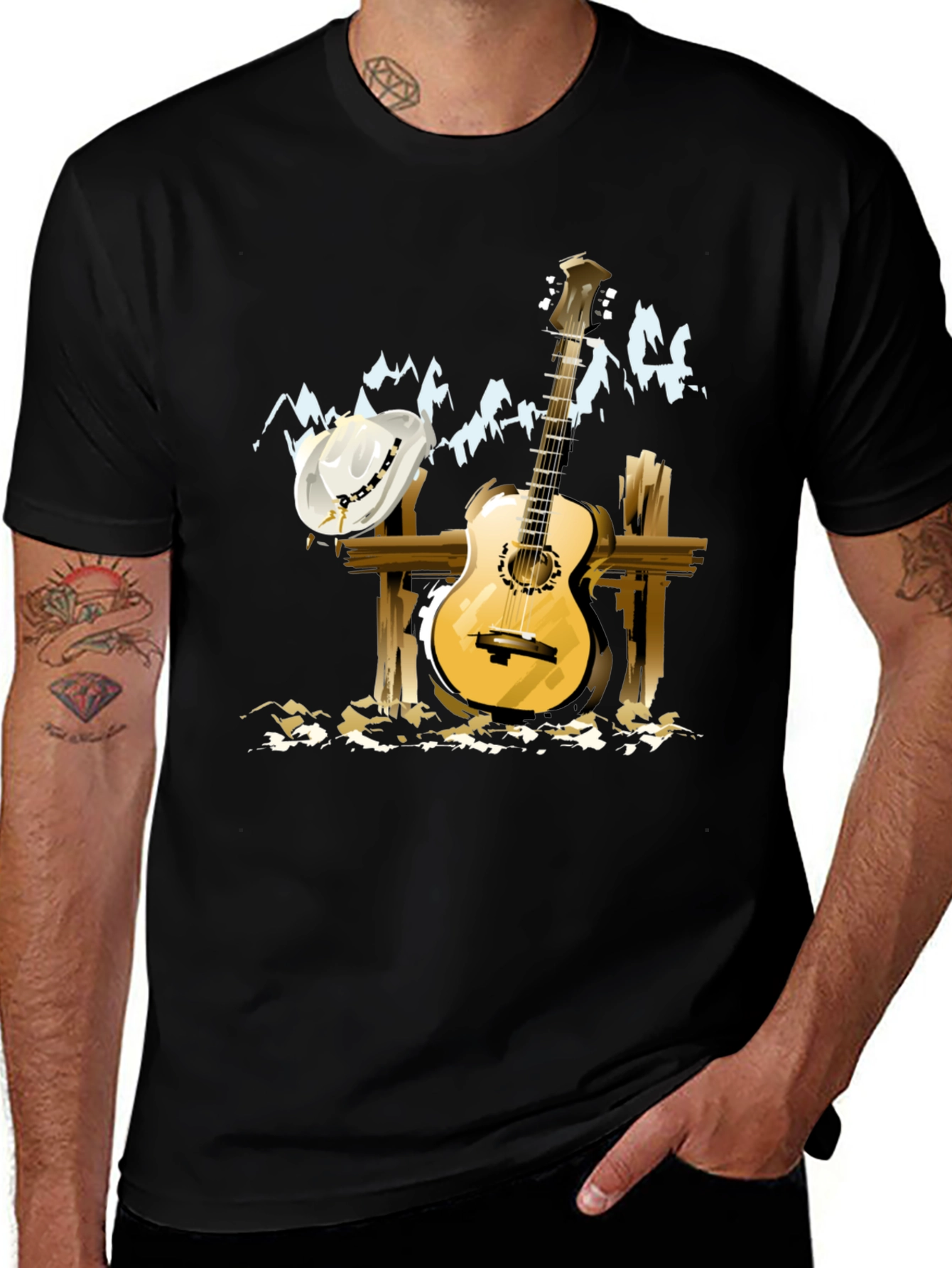 Variant 24 of Guitar & Cowboy Hat Tee - Country Music Style