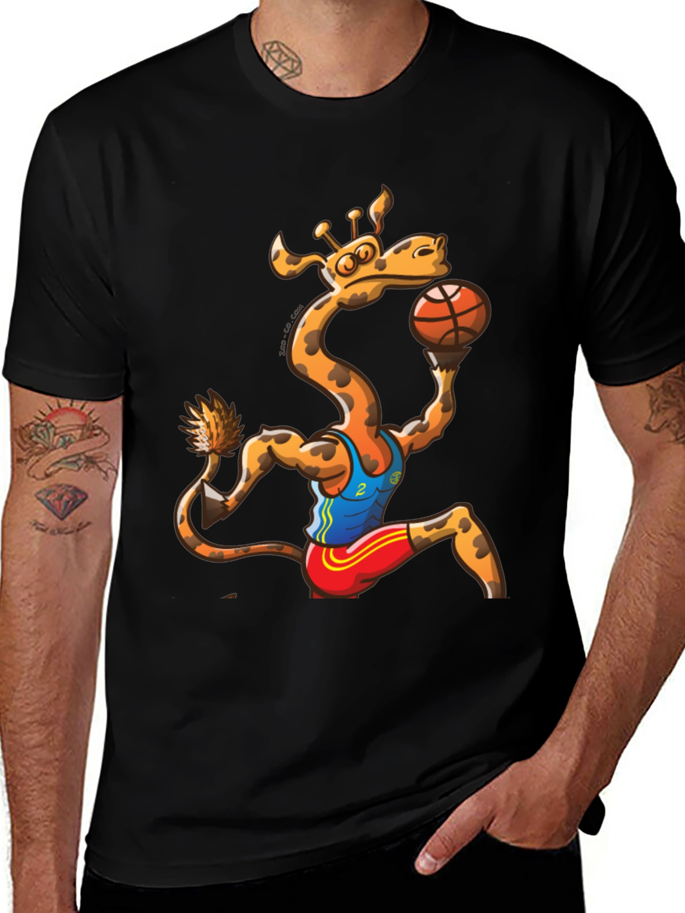 Variant 7 of Giraffe Basketball Player Graphic T-Shirt