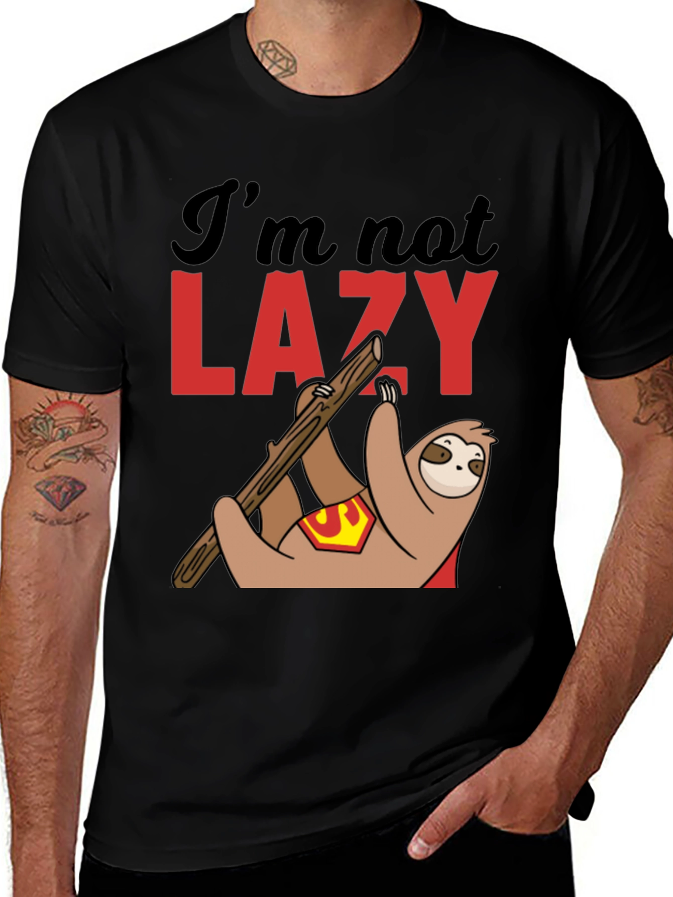 Variant 21 of Funny Sloth Superhero T-Shirt - "I'm Not Lazy" Graphic Tee