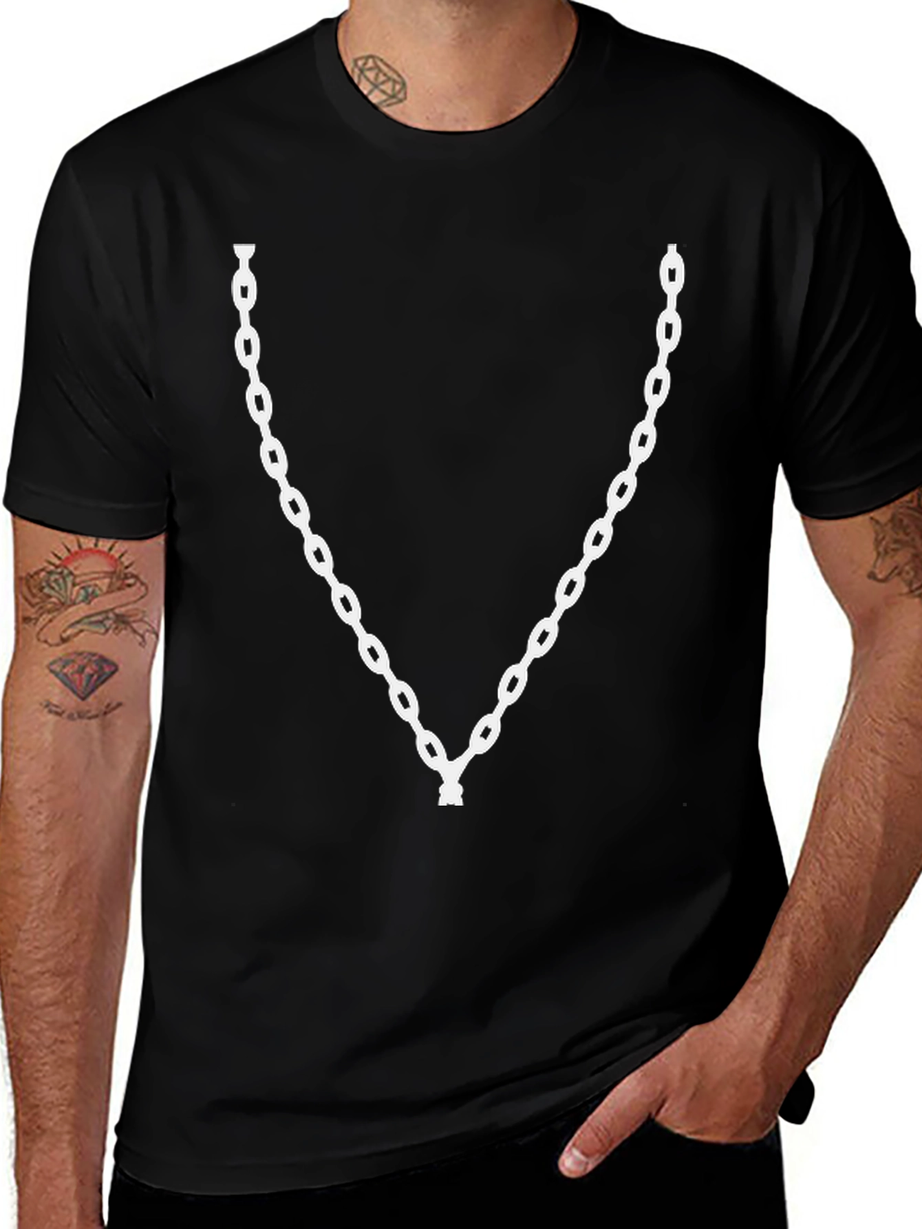 Variant 18 of Chain Graphic Tee - Black Crew Neck