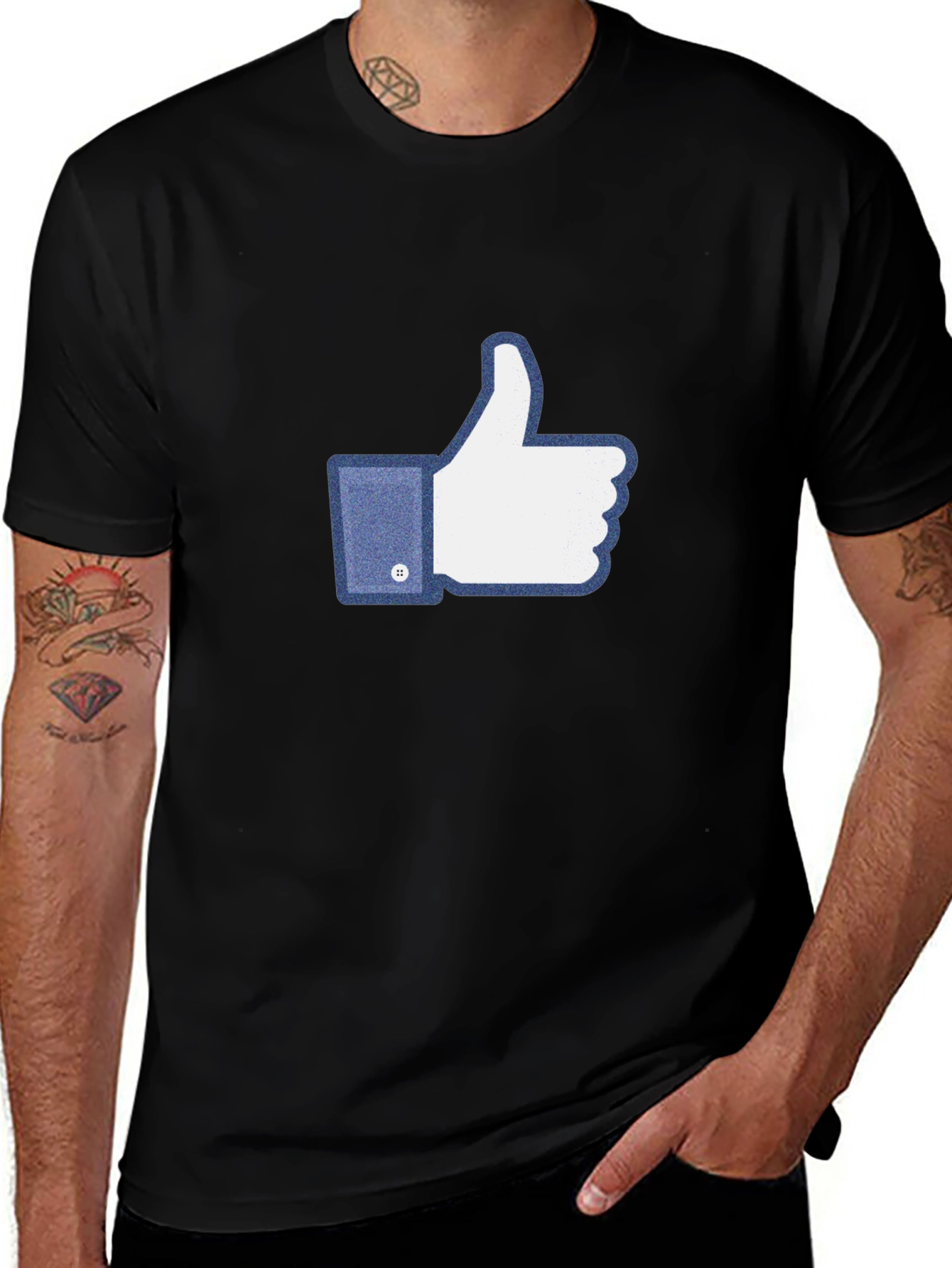 Black Thumbs Up Graphic Tee - Social Media Inspired main image