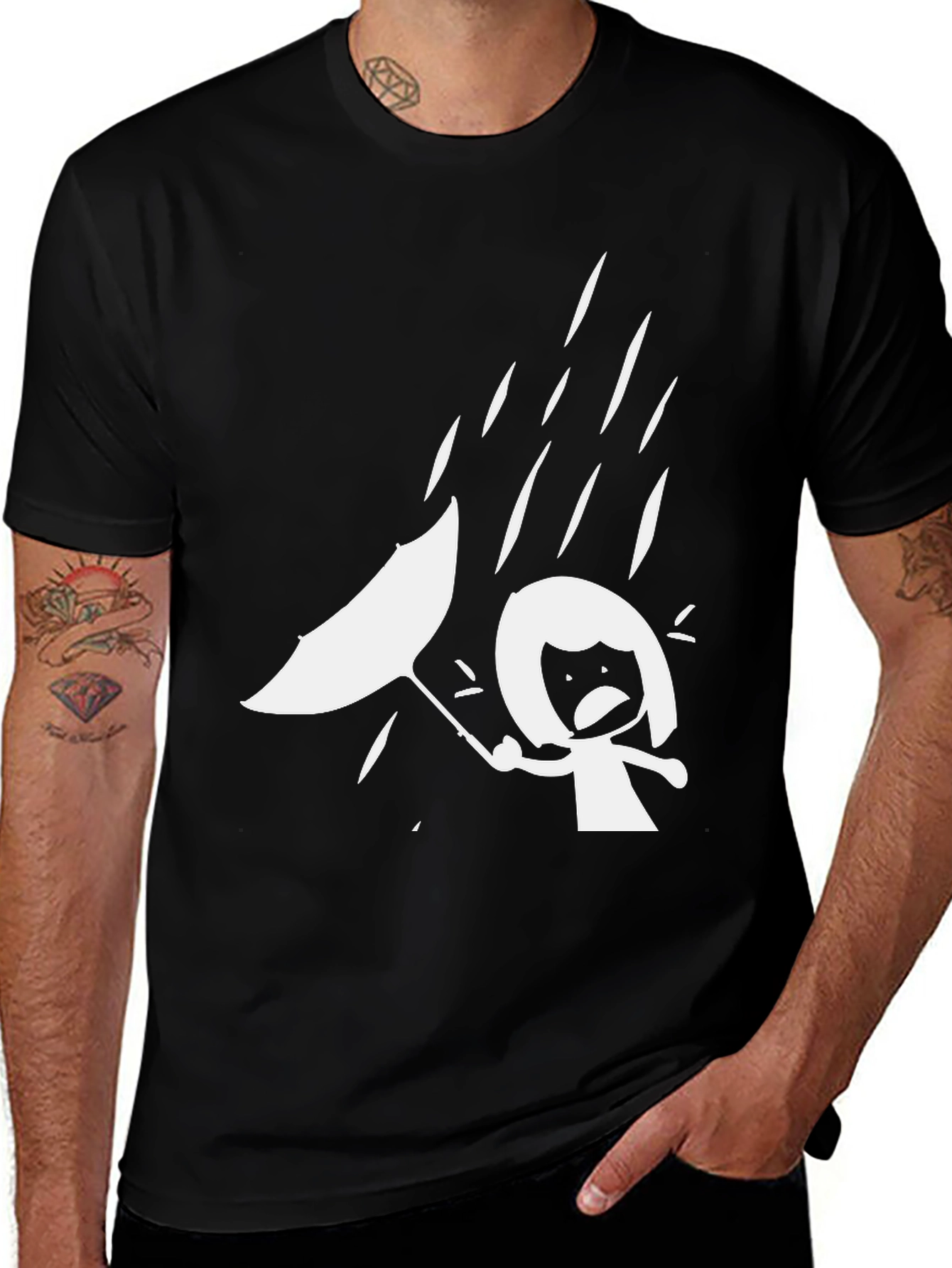 Variant 17 of Rainy Day Graphic Tee - Funny Stick Figure T-Shirt