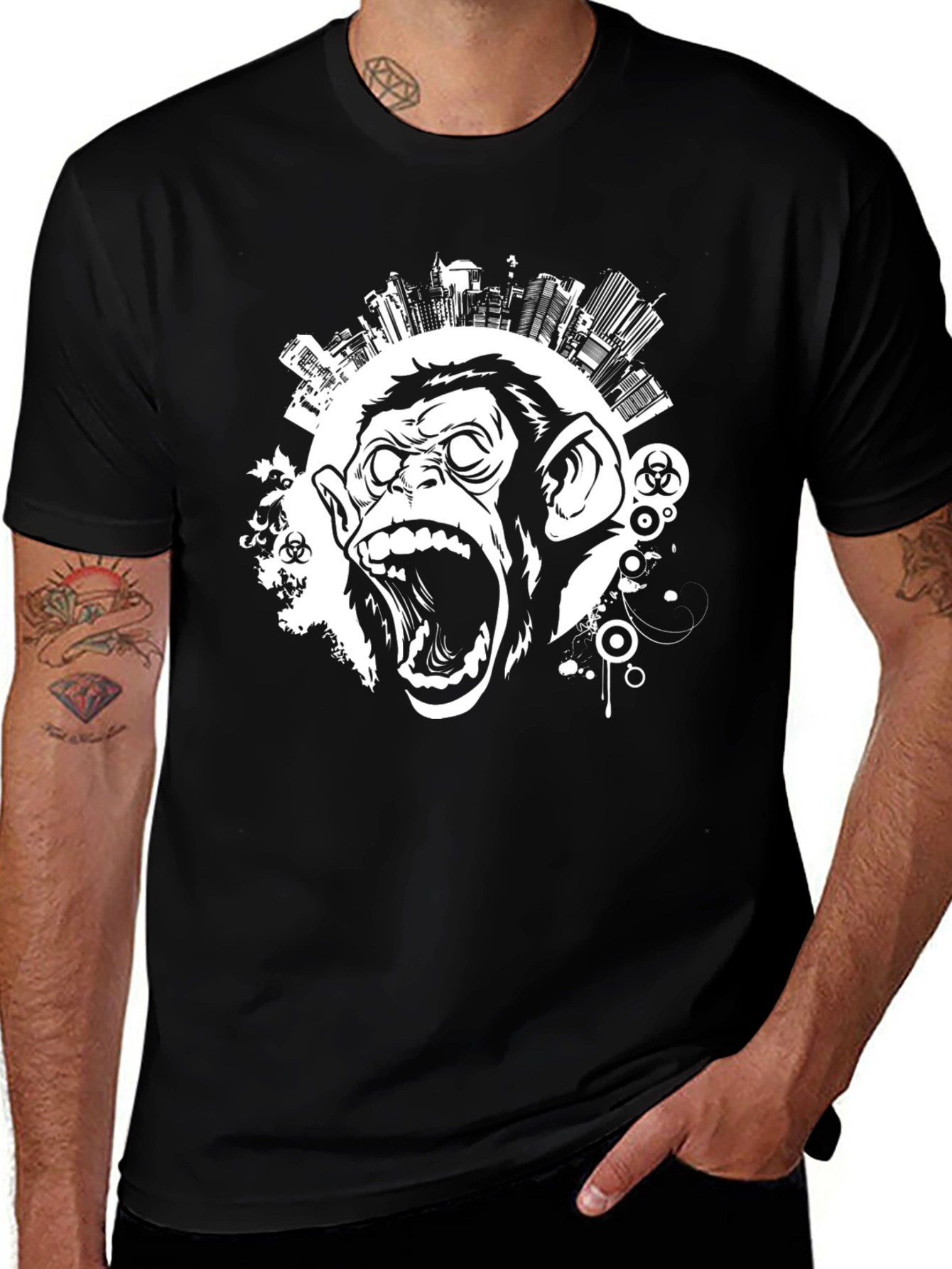 Variant 4 of Urban Monkey Graphic Tee - Black Cotton Blend