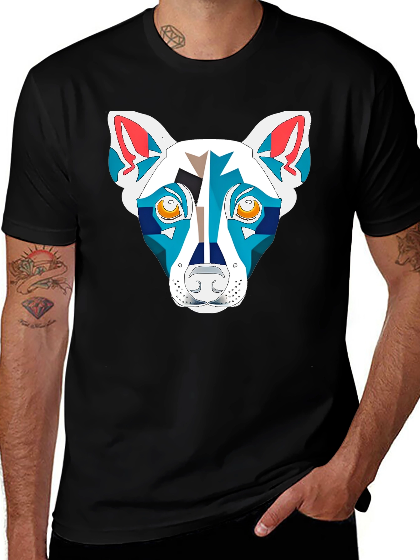 Variant 30 of Geometric Dog Graphic Black T-Shirt