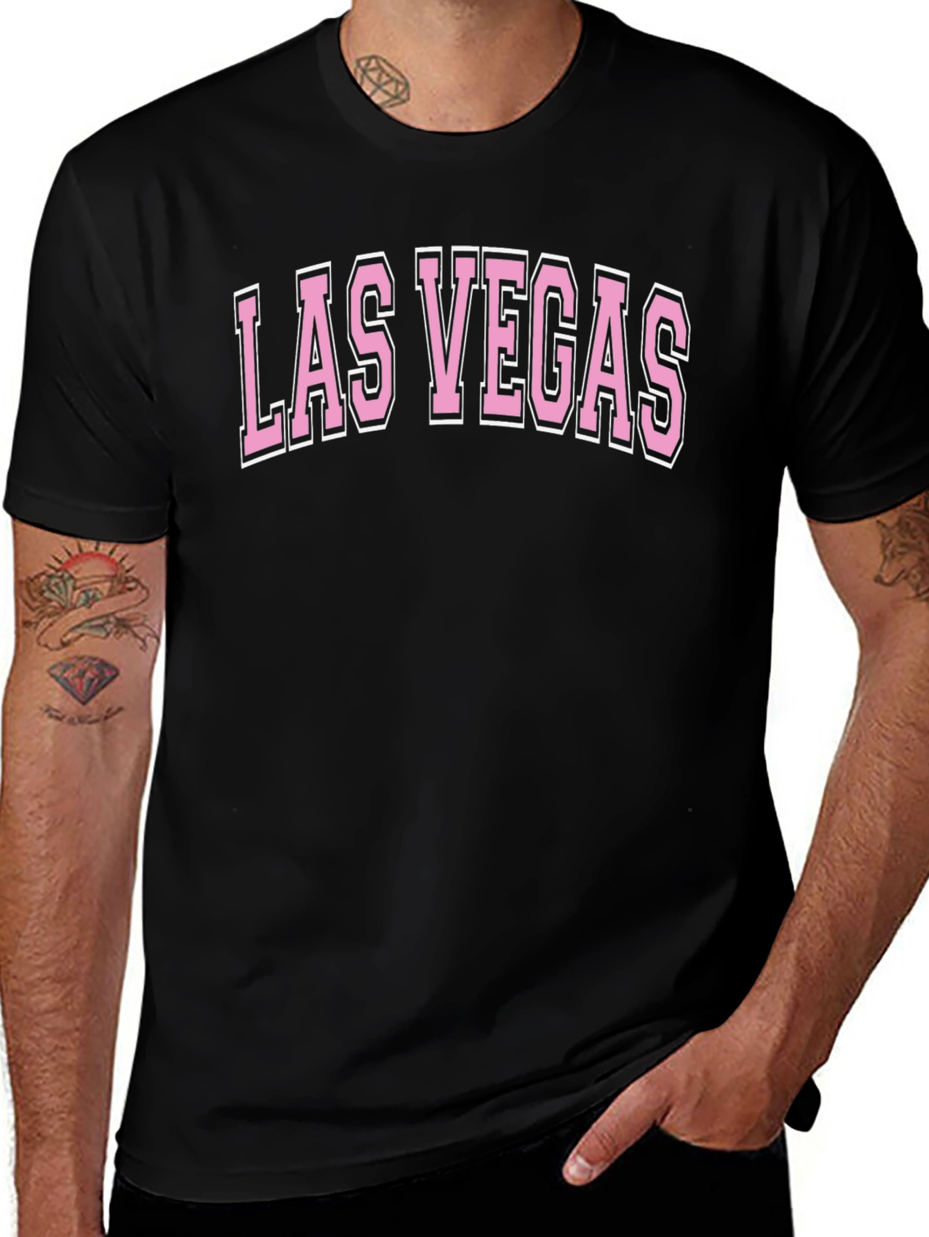 Variant 23 of Las Vegas Graphic Tee - Black Cotton Blend T-Shirt