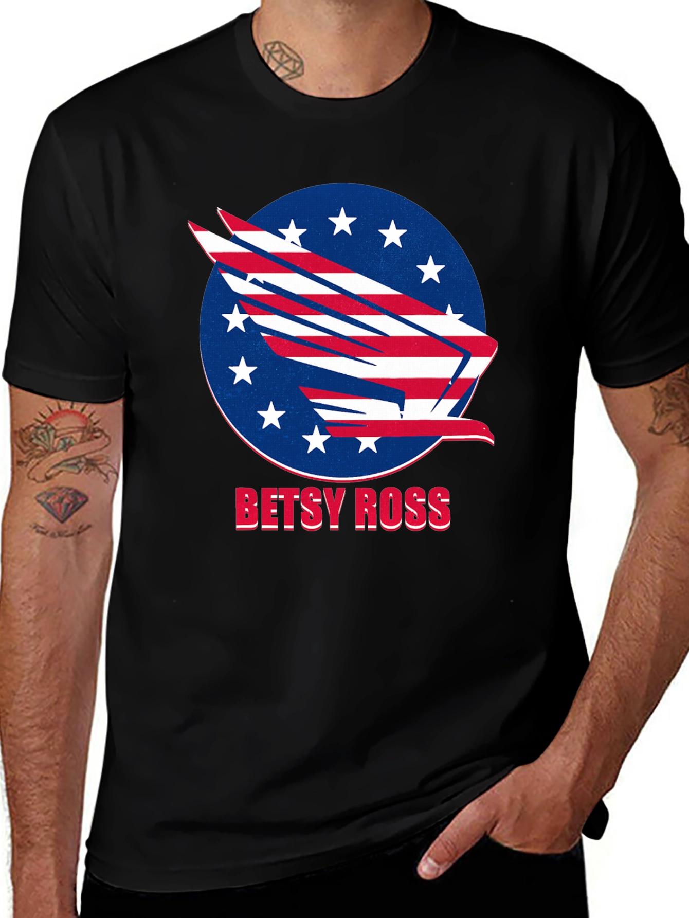 Variant 16 of Betsy Ross American Flag Patriotic Eagle T-Shirt