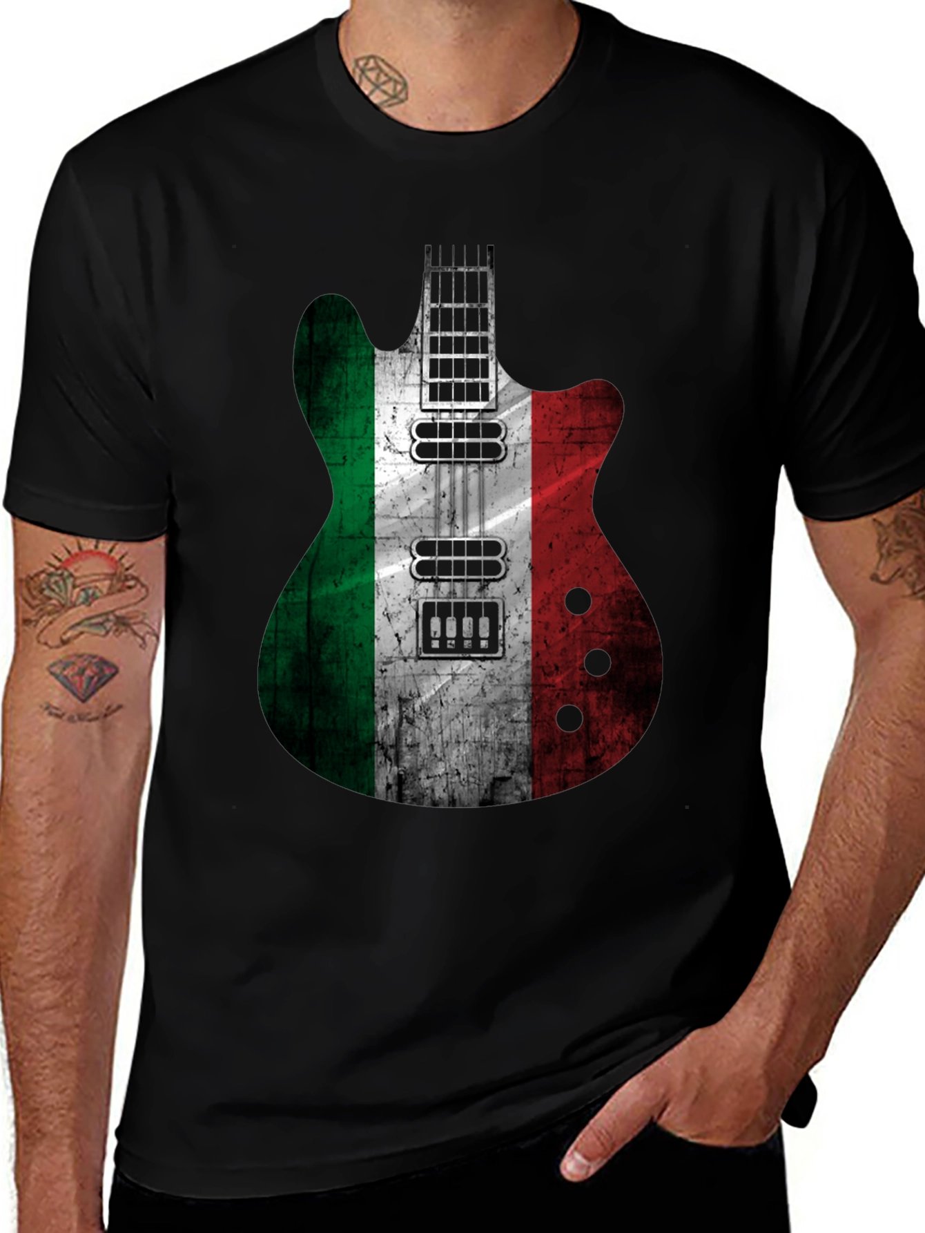 Variant 22 of Italian Flag Guitar Graphic T-Shirt