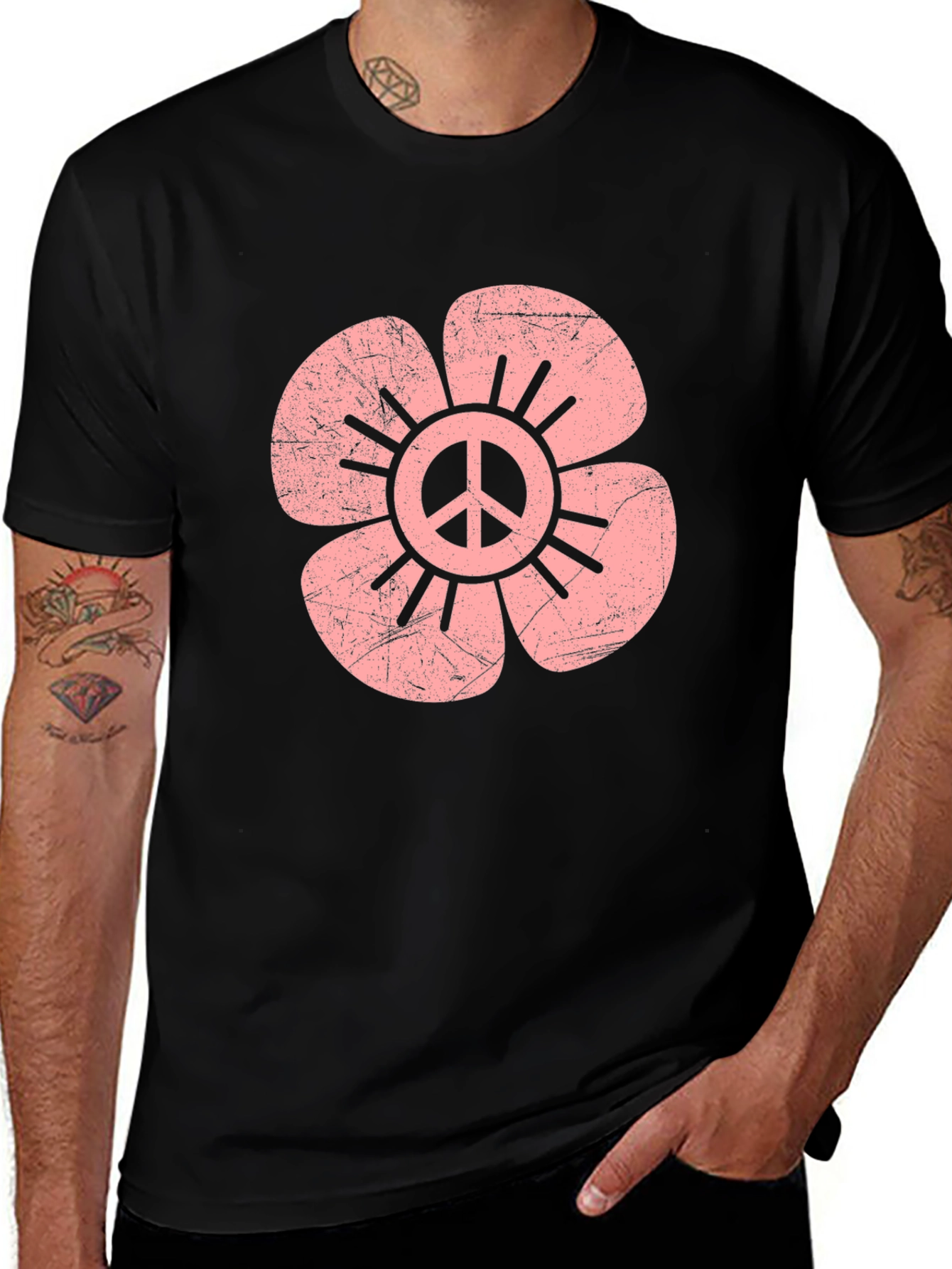 Variant 21 of Peace Flower Graphic Tee - Retro Style
