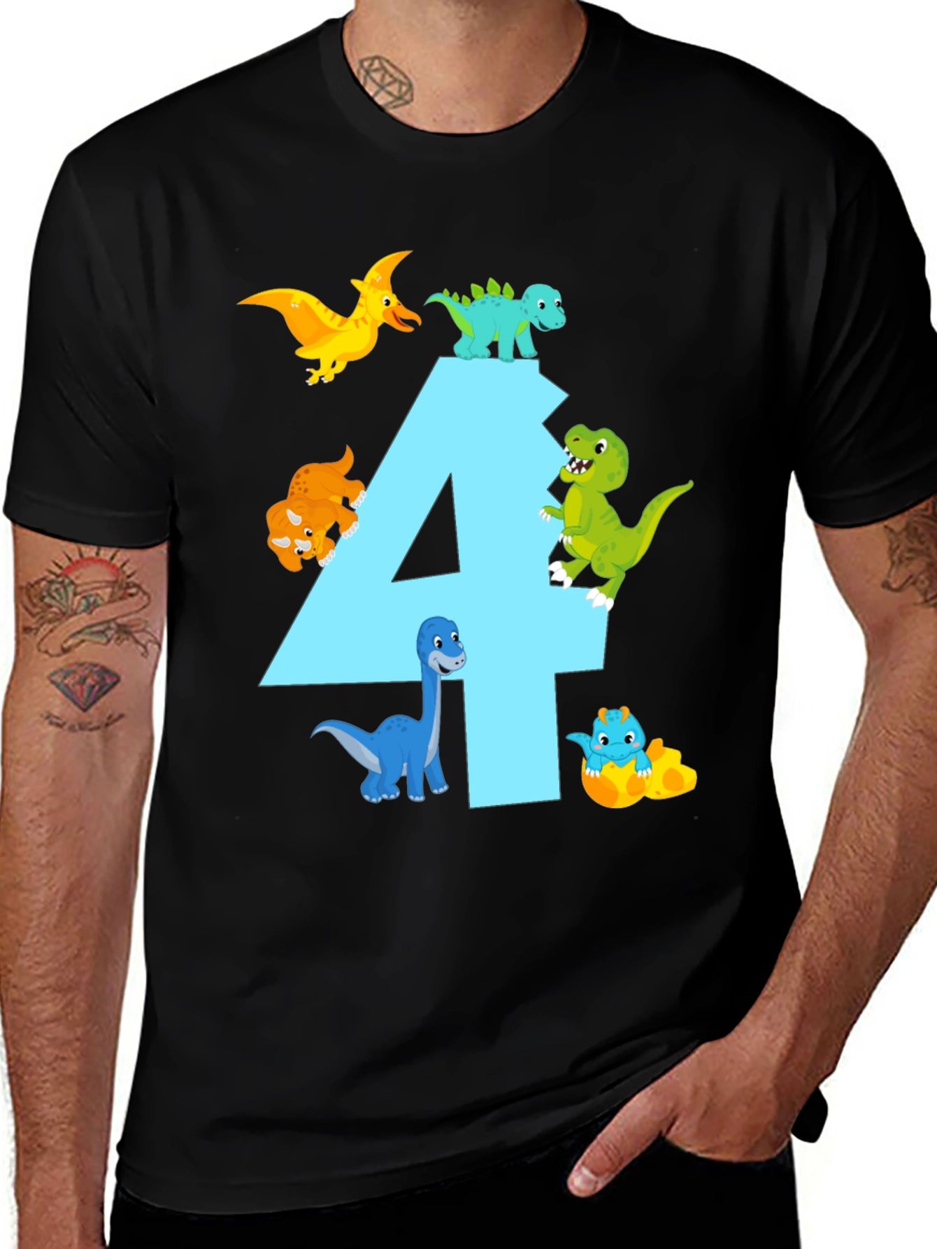 Variant 29 of Dinosaur Birthday T-Shirt - Number 4