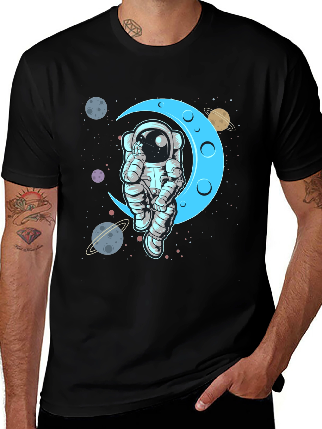 Variant 7 of Astronaut Moon T-Shirt - Space Graphic Tee