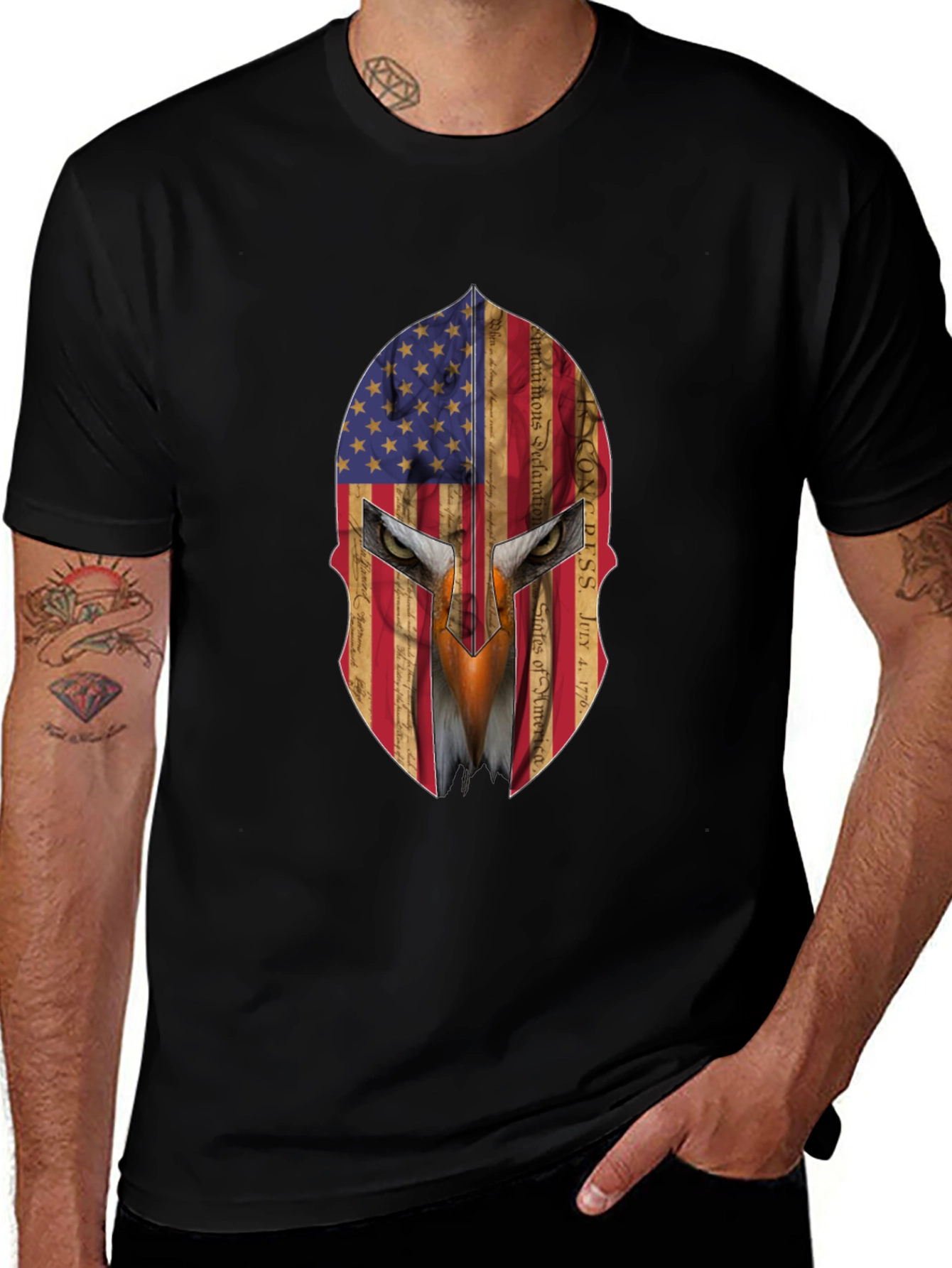 Variant 22 of Patriotic Spartan Eagle Graphic T-Shirt