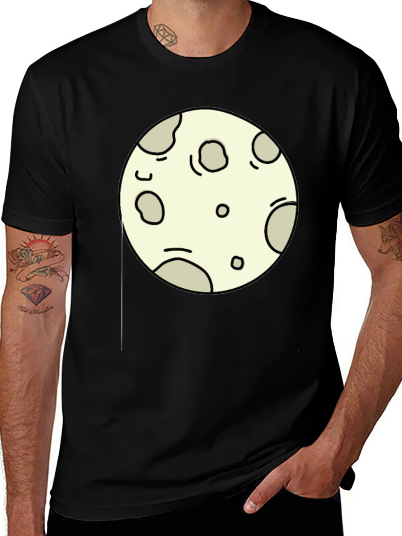 Variant 15 of Lunar Cartoon Graphic Tee - Black Cotton T-Shirt