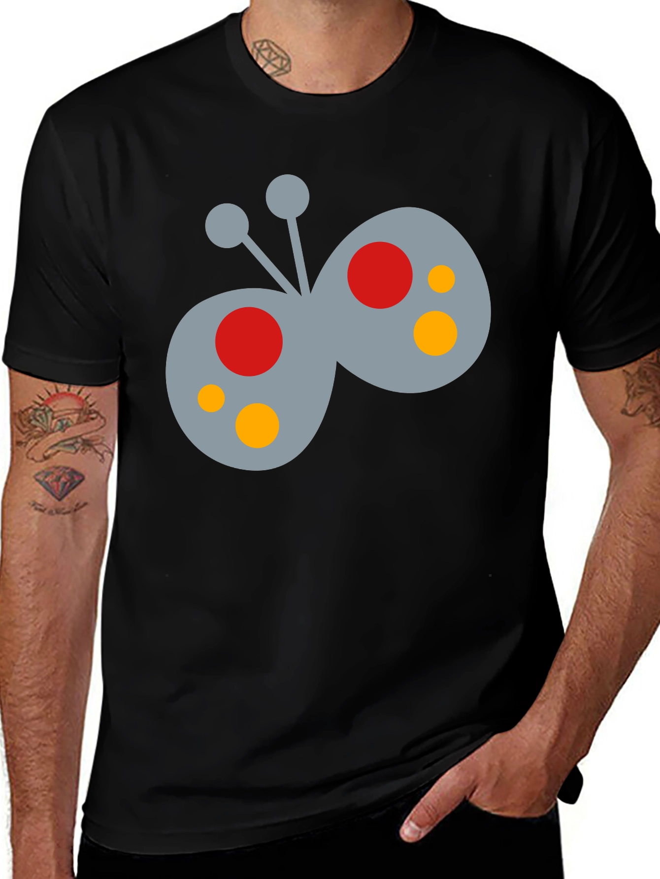 Variant 6 of Abstract Butterfly Graphic Tee - Black Casual T-Shirt