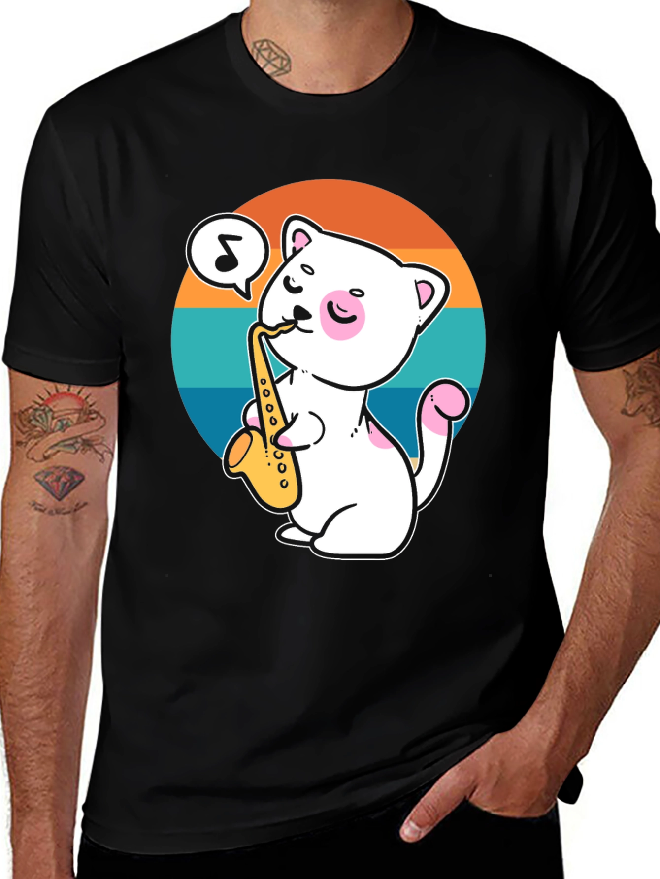 Variant 26 of Cool Cat Saxophone Player T-Shirt