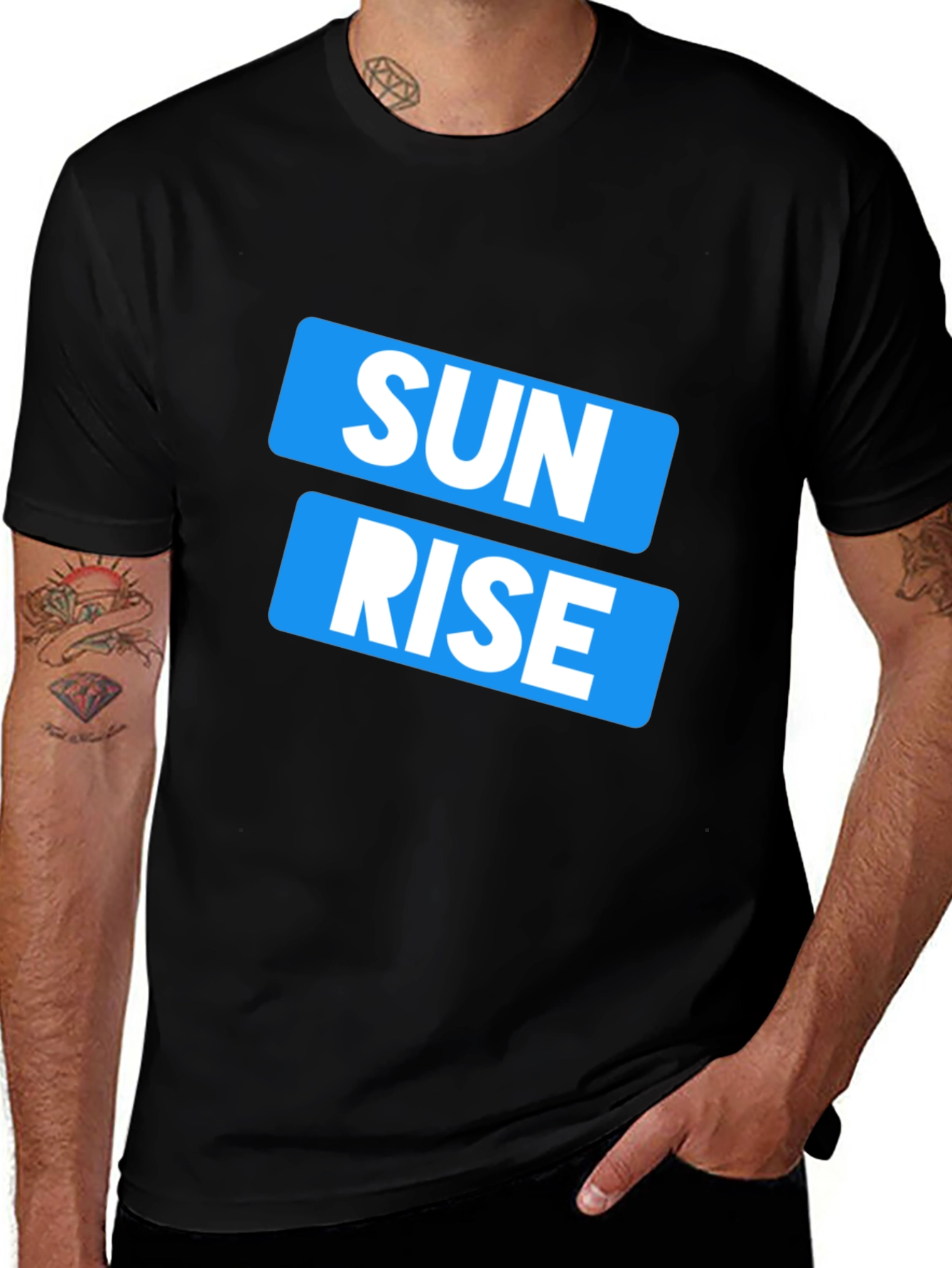 Black Sunrise Graphic Print Crew Neck Men's T-Shirt main image