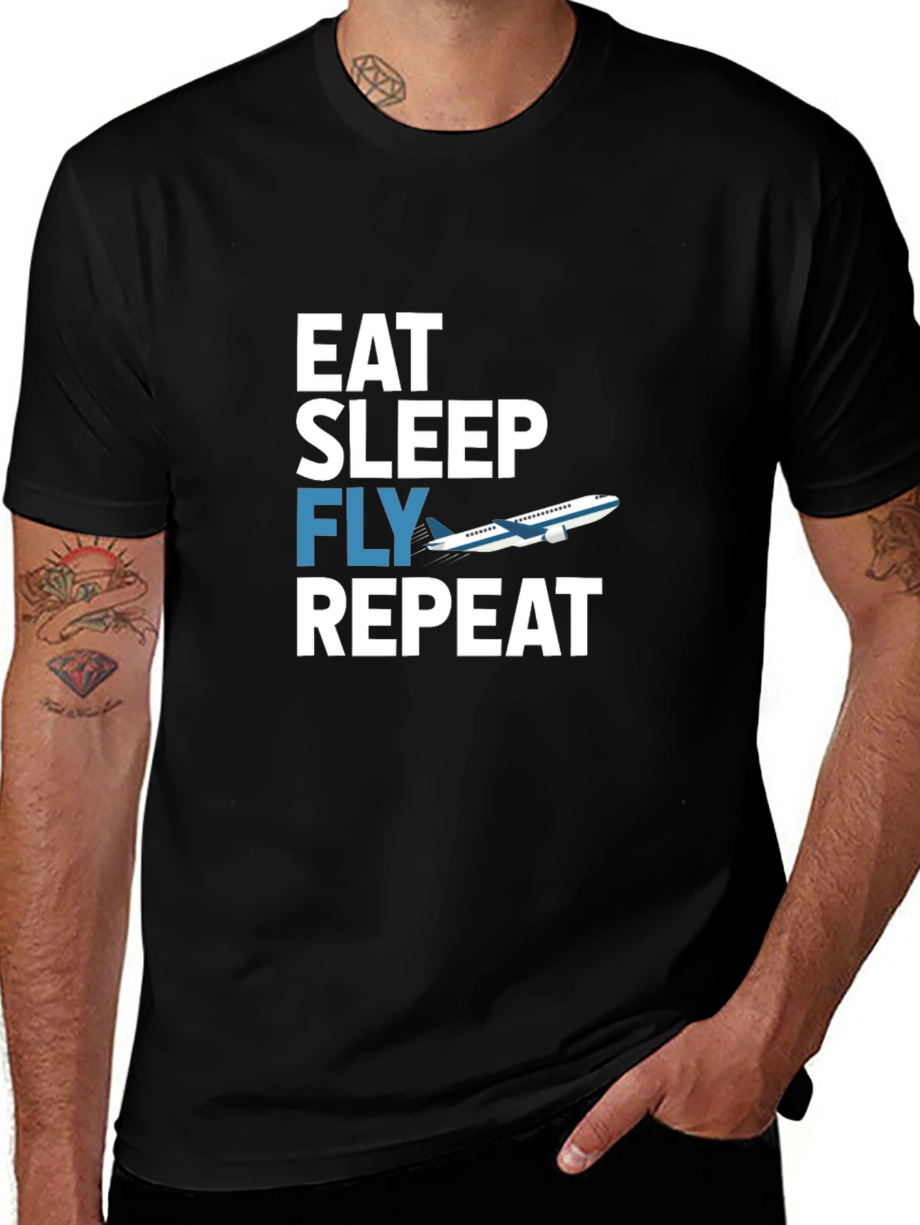 Eat Sleep Fly Repeat T-Shirt - Aviation Enthusiast