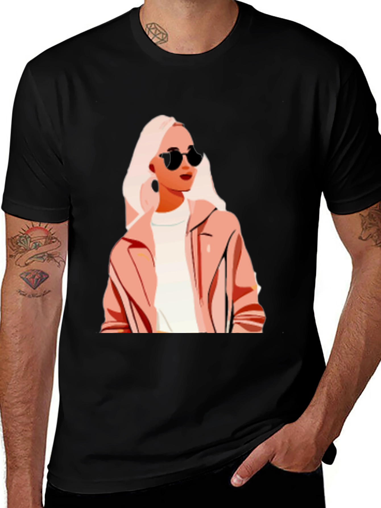 Variant 20 of Stylish Woman Graphic Print Black T-Shirt
