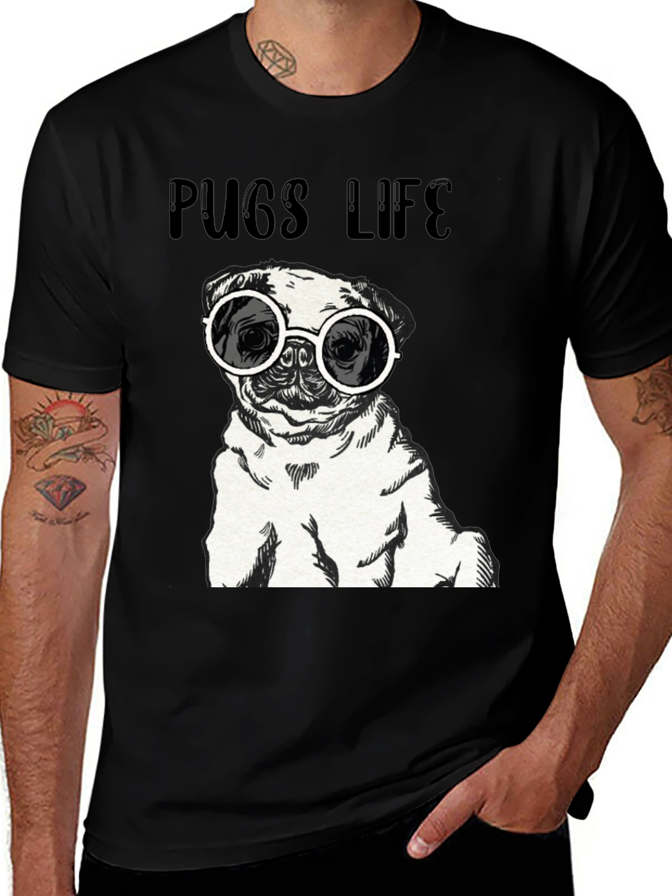 Variant 9 of Pugs Life Graphic Tee - Cool Pug with Sunglasses
