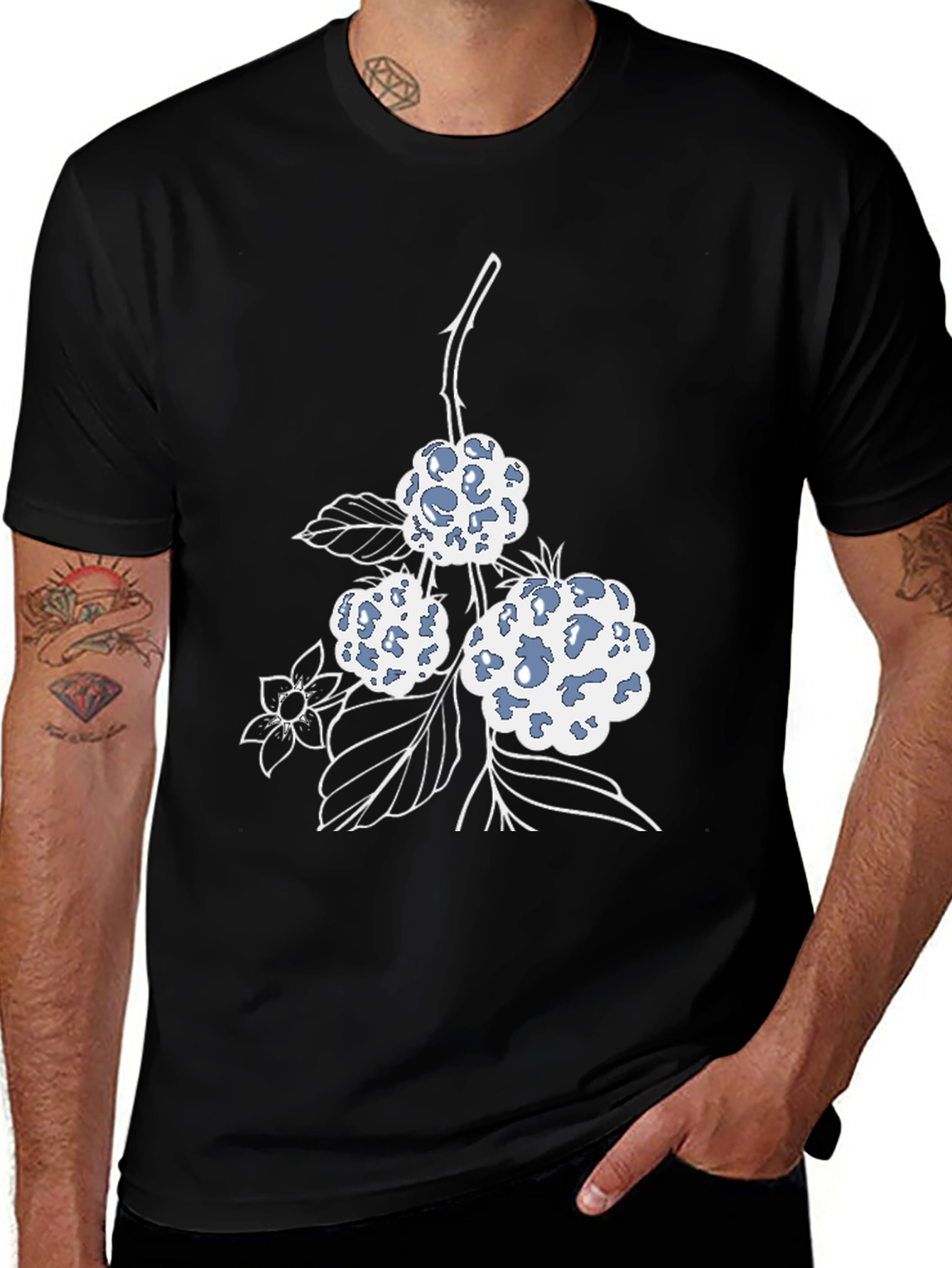 Variant 27 of Black T-Shirt with Berry Design