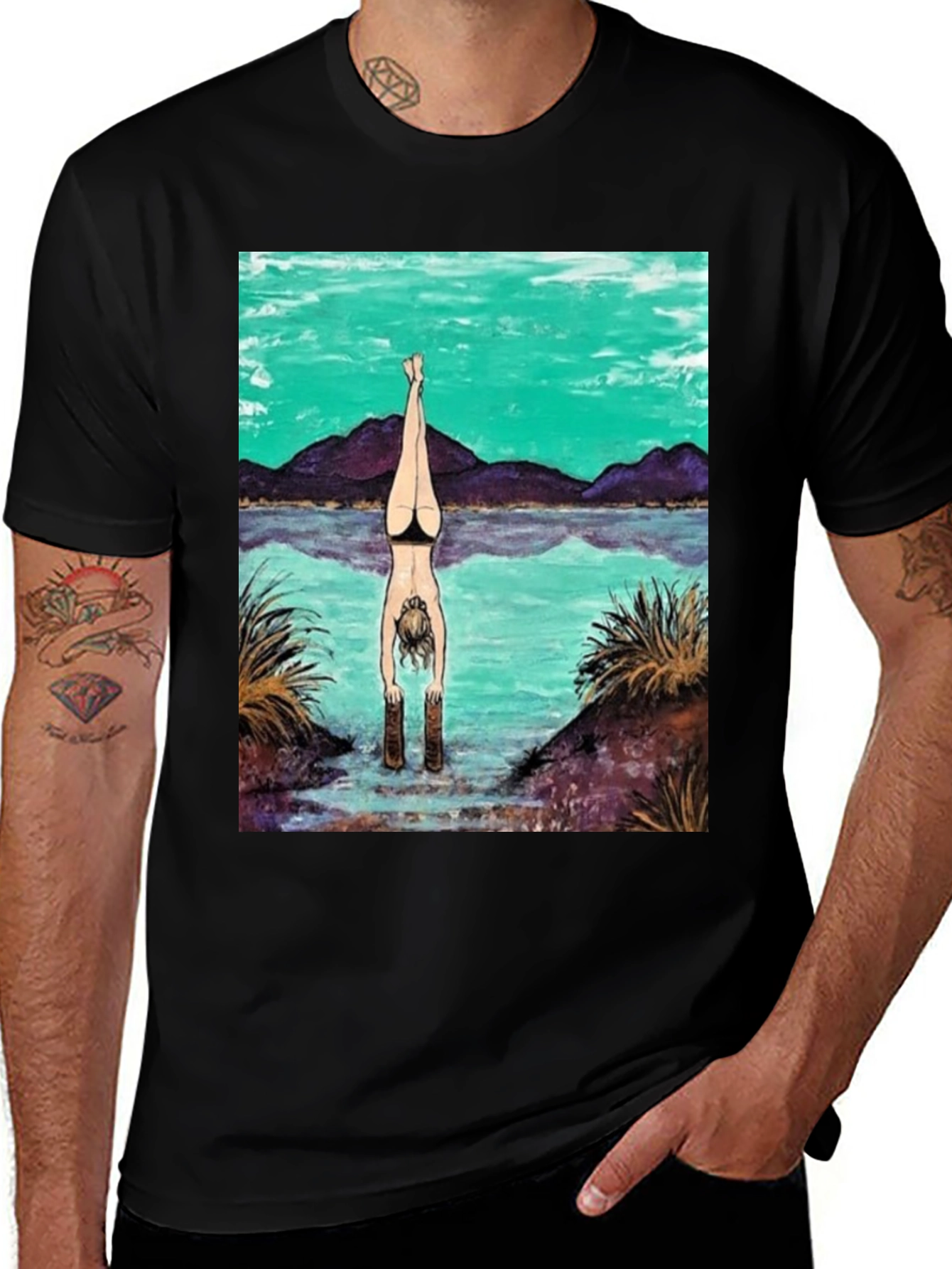 Variant 12 of Handstand Diver Graphic Tee