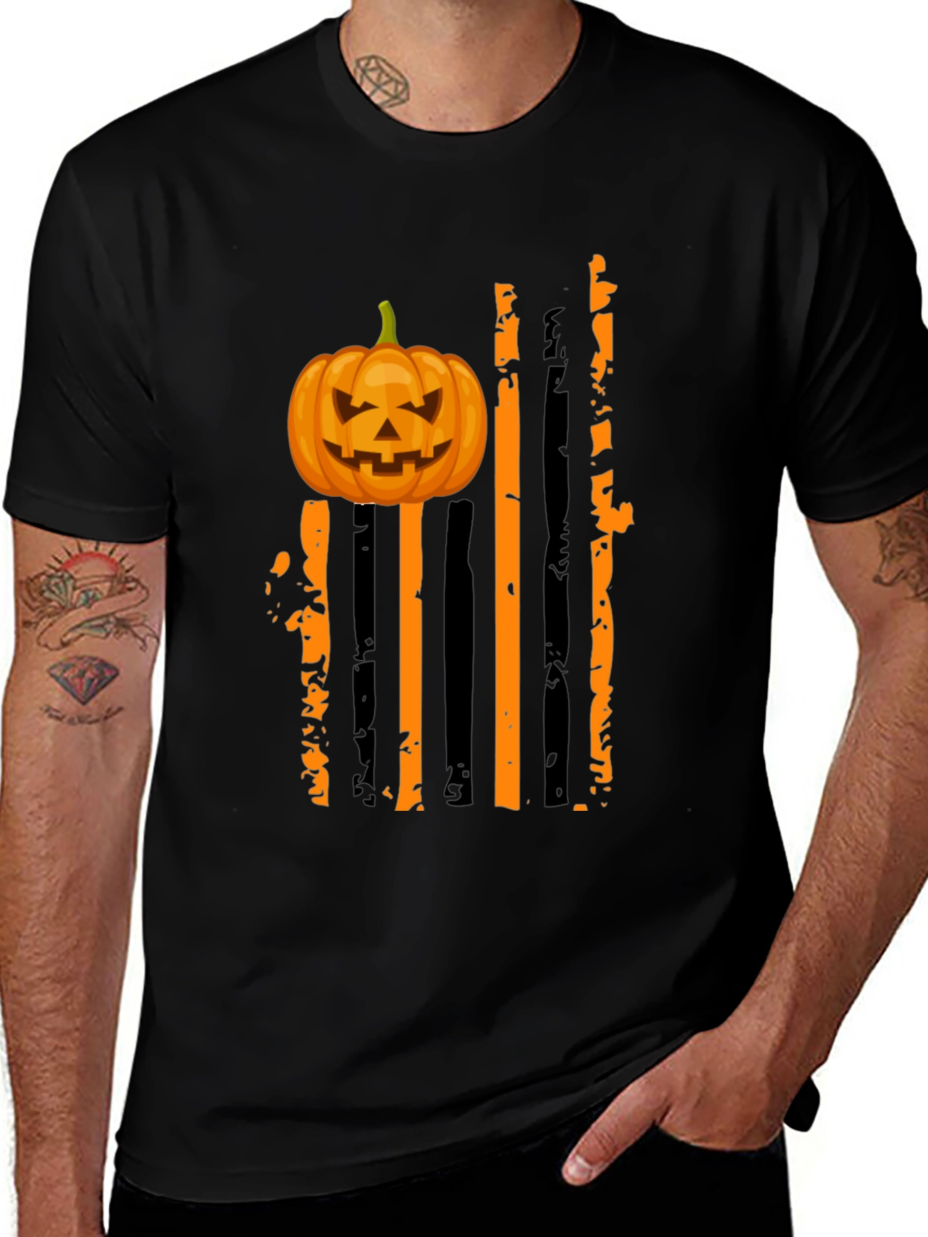 Variant 15 of Halloween Pumpkin Striped Tee