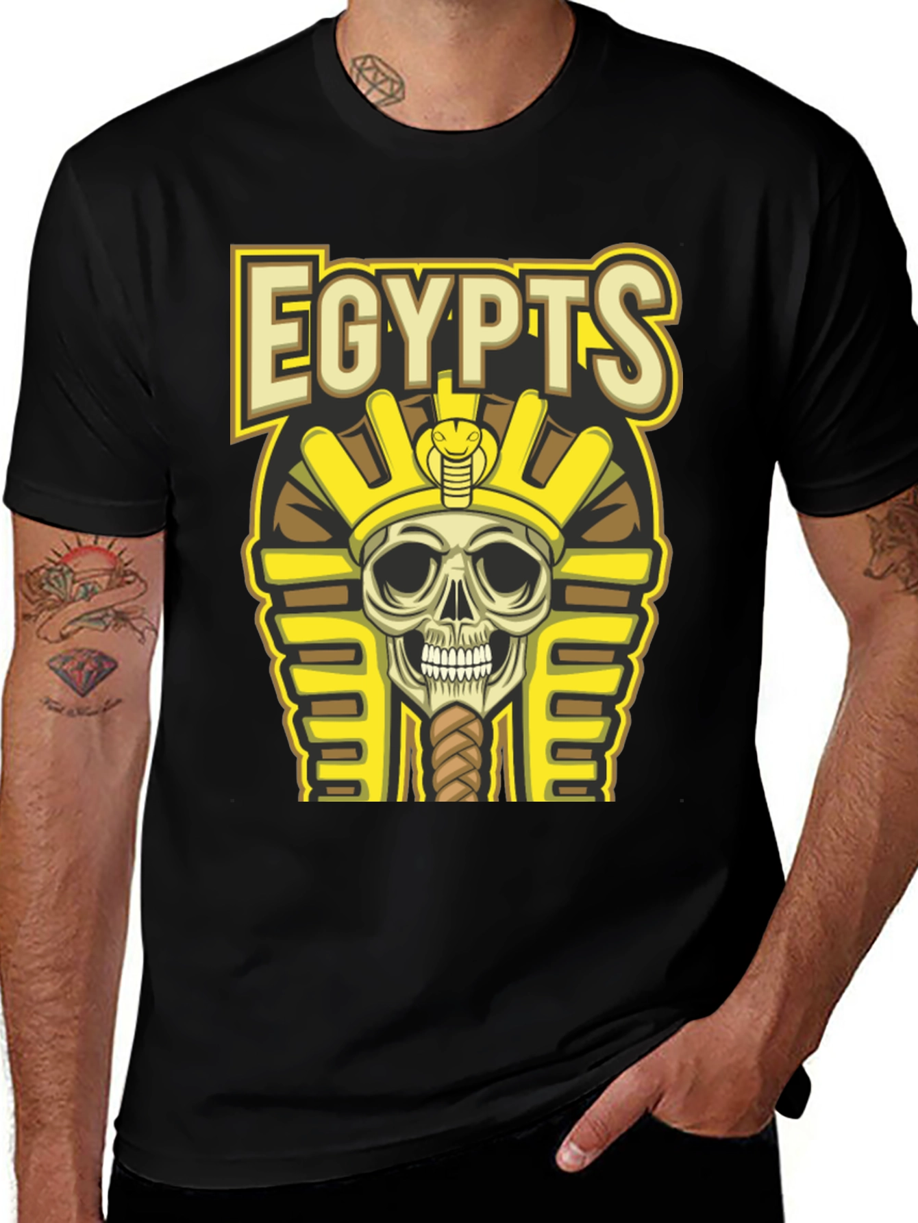 Egypts Skull Pharaoh Graphic Black T-Shirt