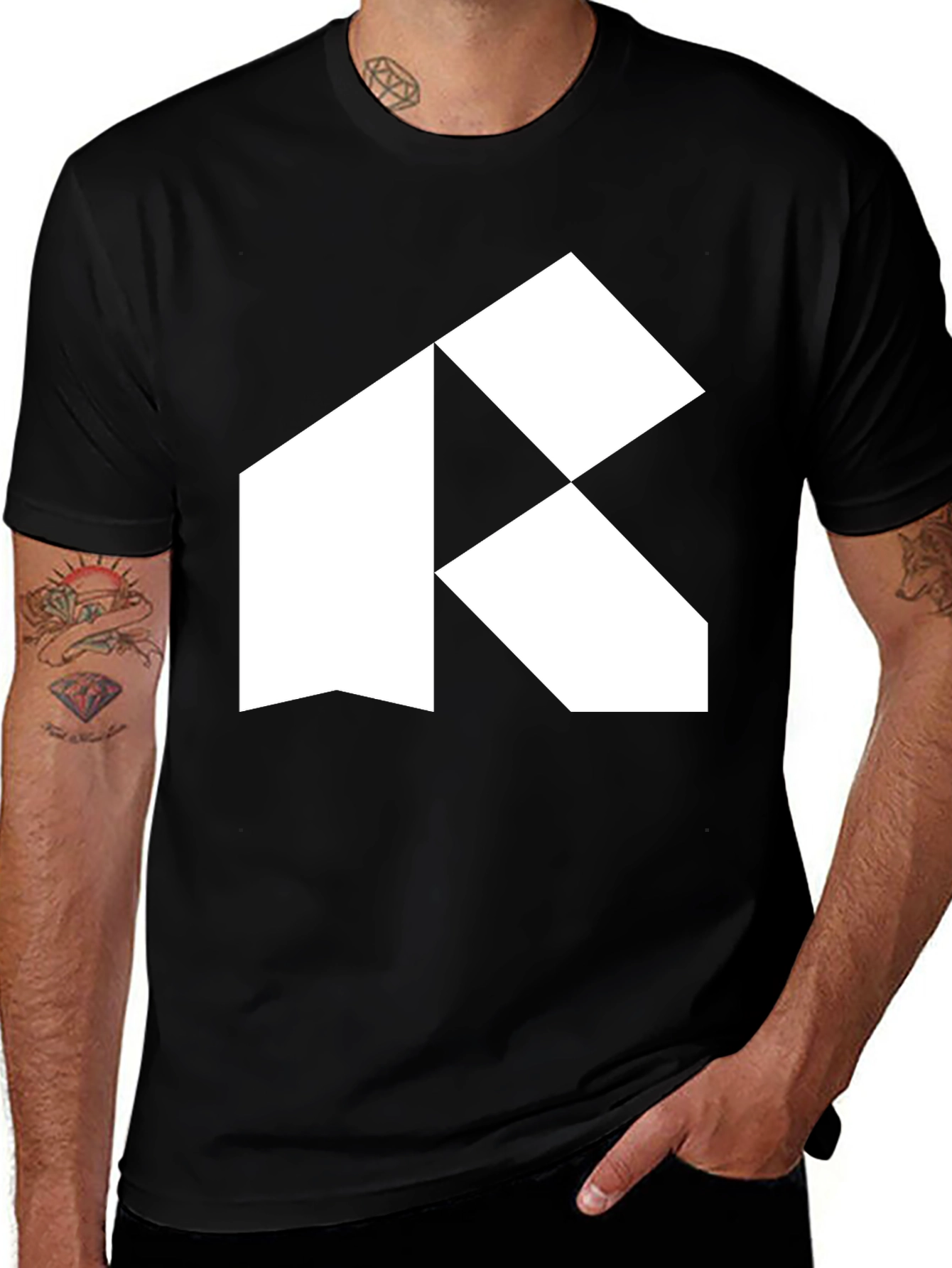Variant 5 of Modern Geometric Logo Black T-Shirt