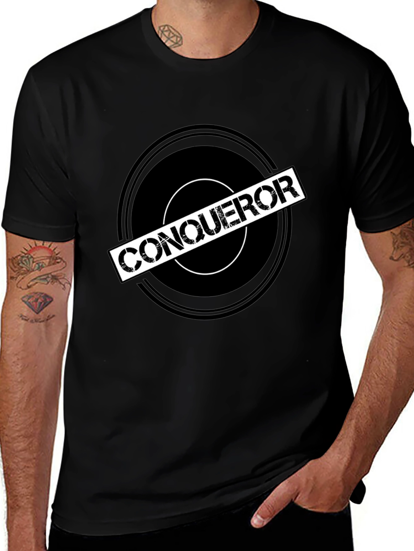 Variant 14 of Conqueror Graphic Tee - Stylish Black Cotton T-Shirt
