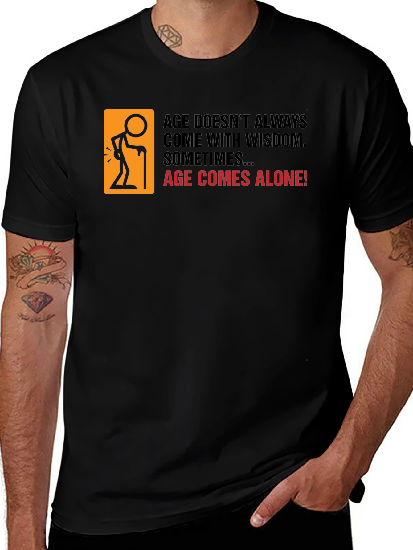 Variant 3 of Age Comes Alone Graphic Tee - Black T-Shirt