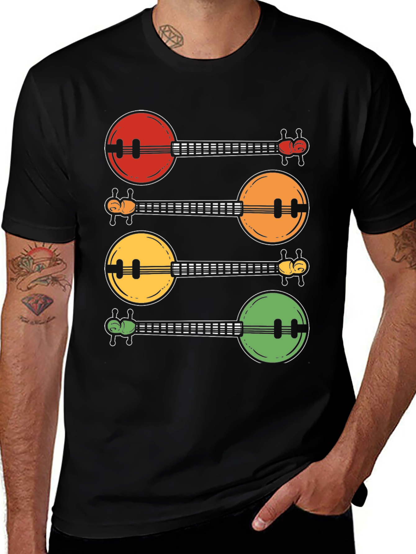 Variant 18 of Colorful Banjo Graphic T-Shirt - Music Lover's Tee