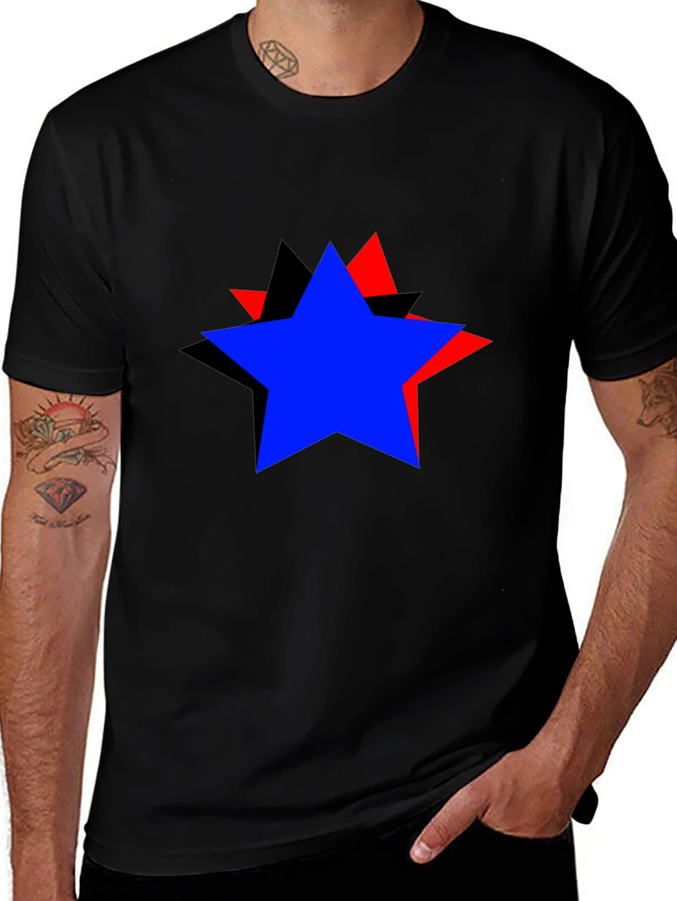 Variant 22 of Bold Star Graphic Tee - Stylish Black T-Shirt